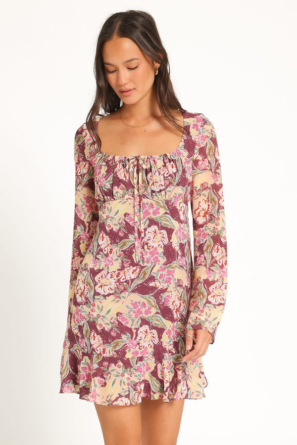 DRESSES Rosalia Chiffon Mini Dress - Purple Floral