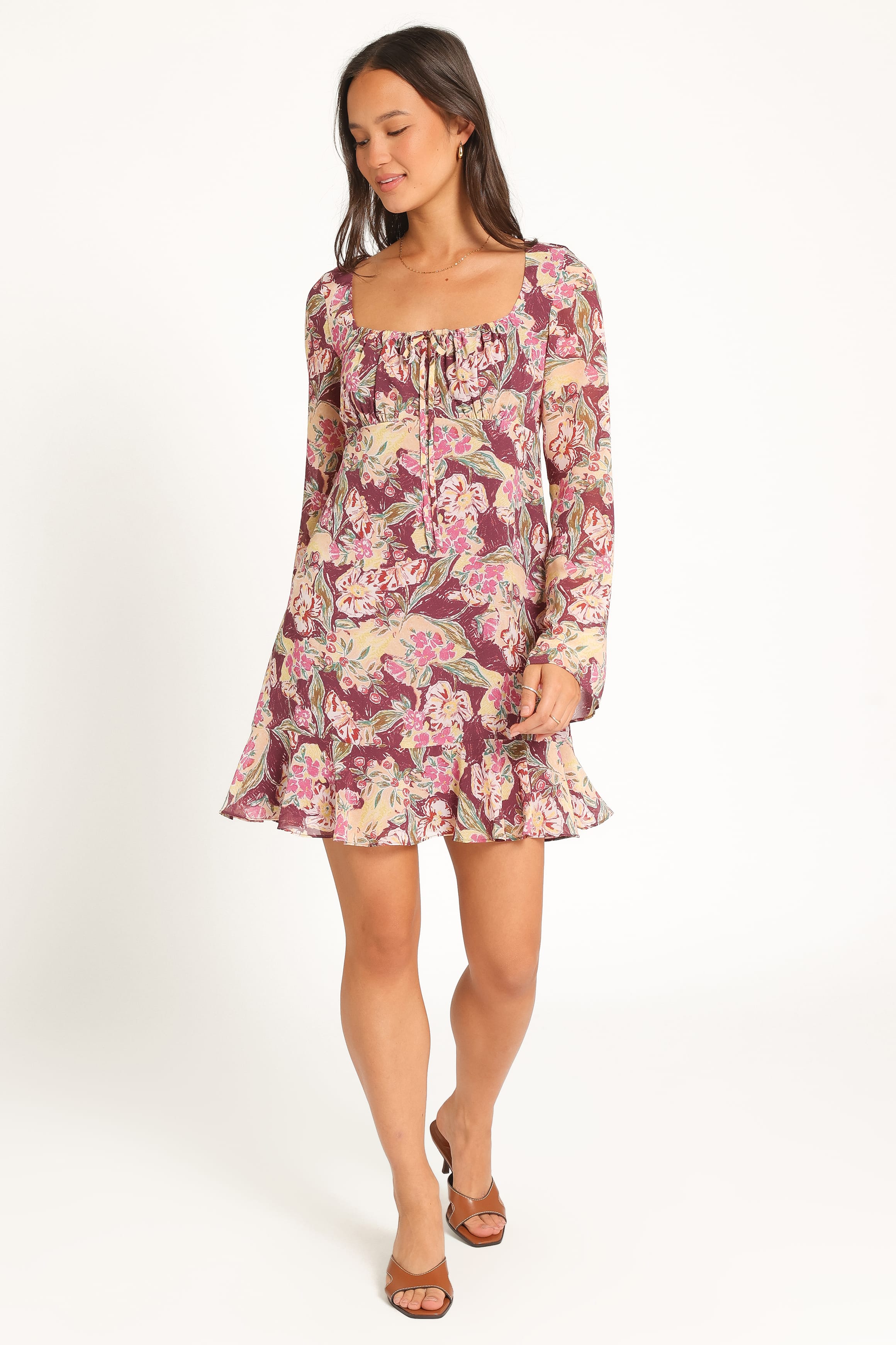 DRESSES Rosalia Chiffon Mini Dress - Purple Floral