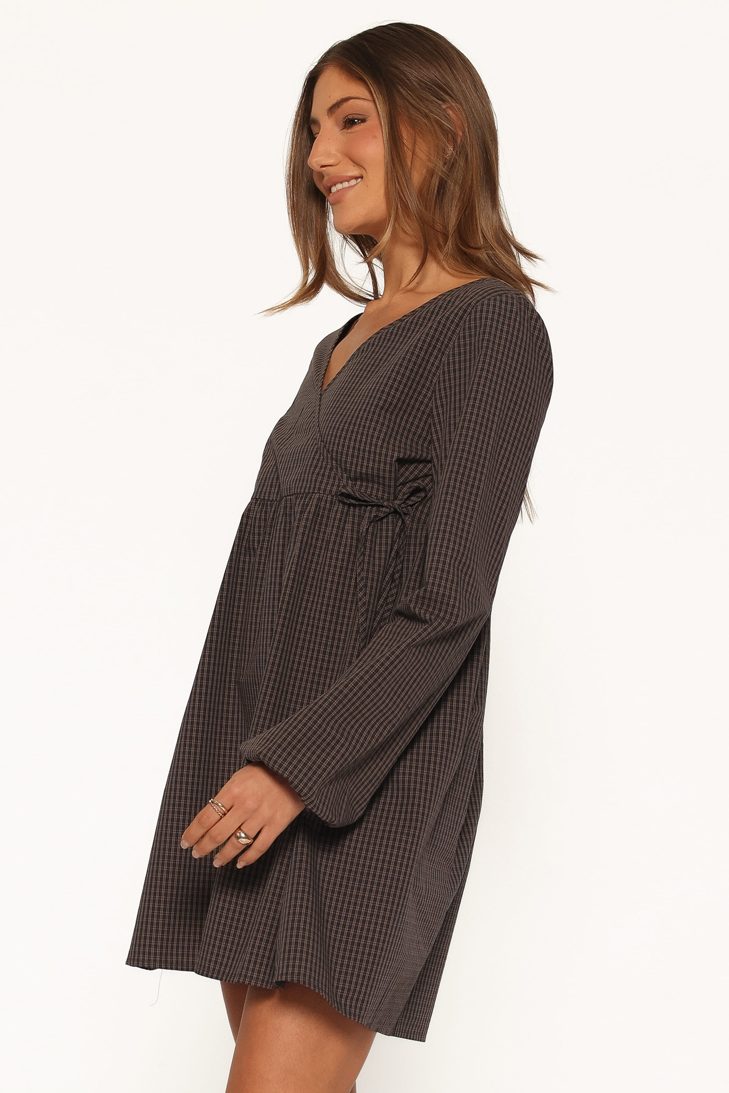 DRESSES Saraya Long Sleeve Mini Dress - Black Gingham