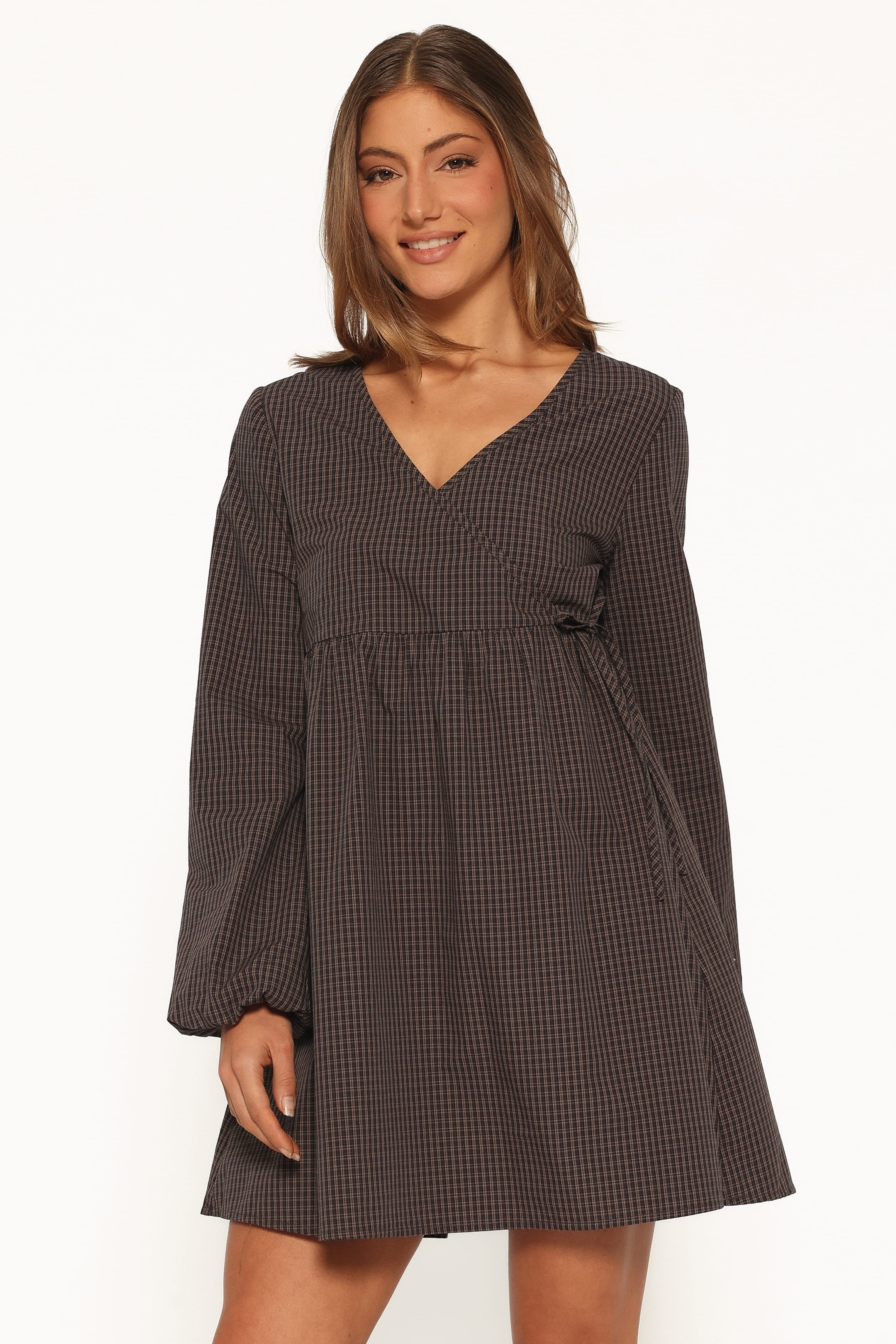 DRESSES Saraya Long Sleeve Mini Dress - Black Gingham