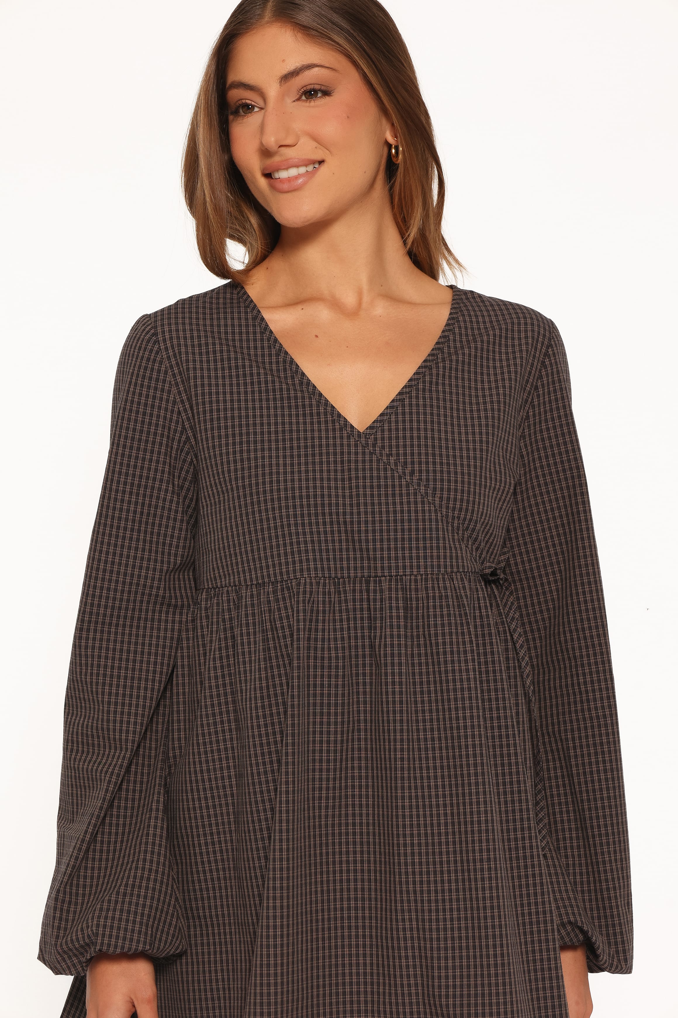 DRESSES Saraya Long Sleeve Mini Dress - Black Gingham