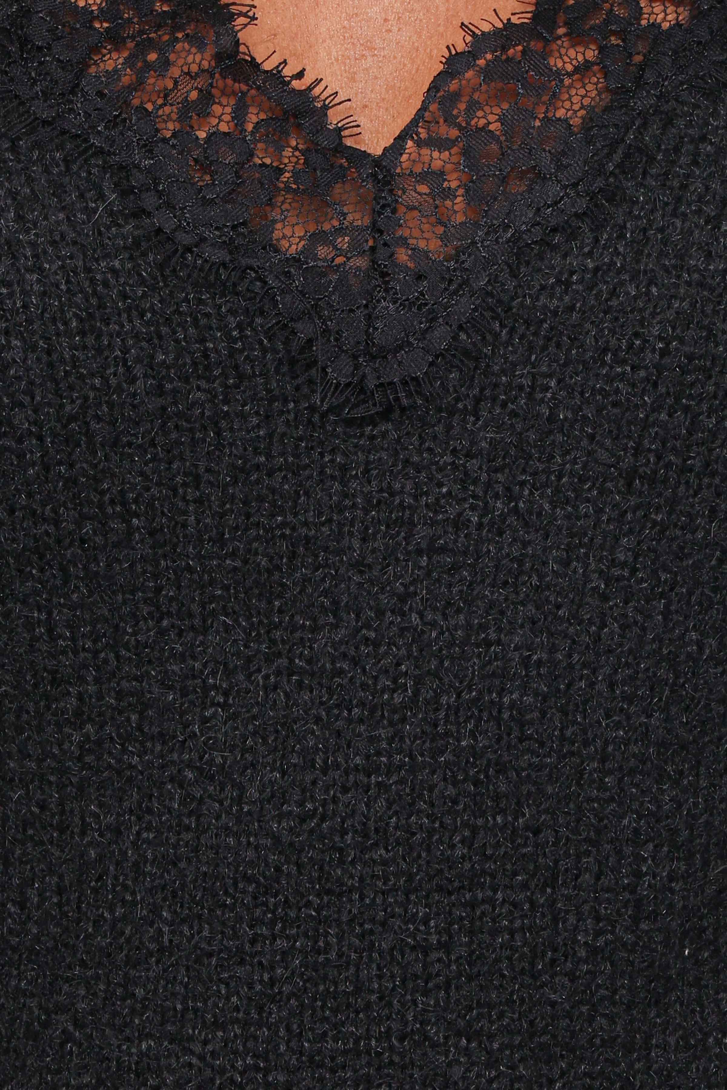DRESSES Sharona Lace Trim Knit Mini Dress - Black