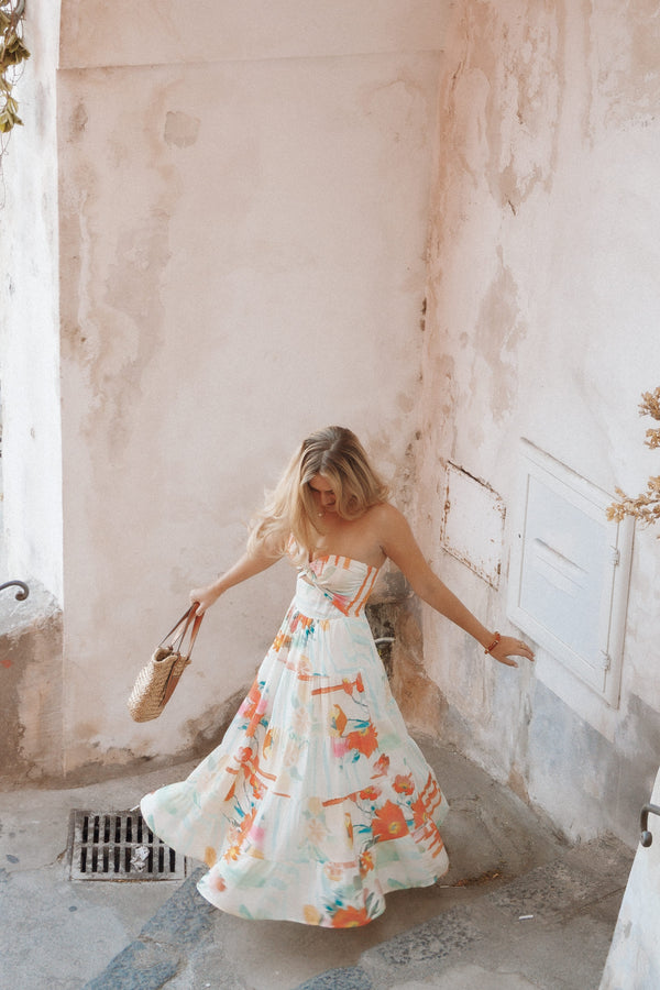 DRESSES Sitara Strapless Midi Dress - Blue Alfresco Floral
