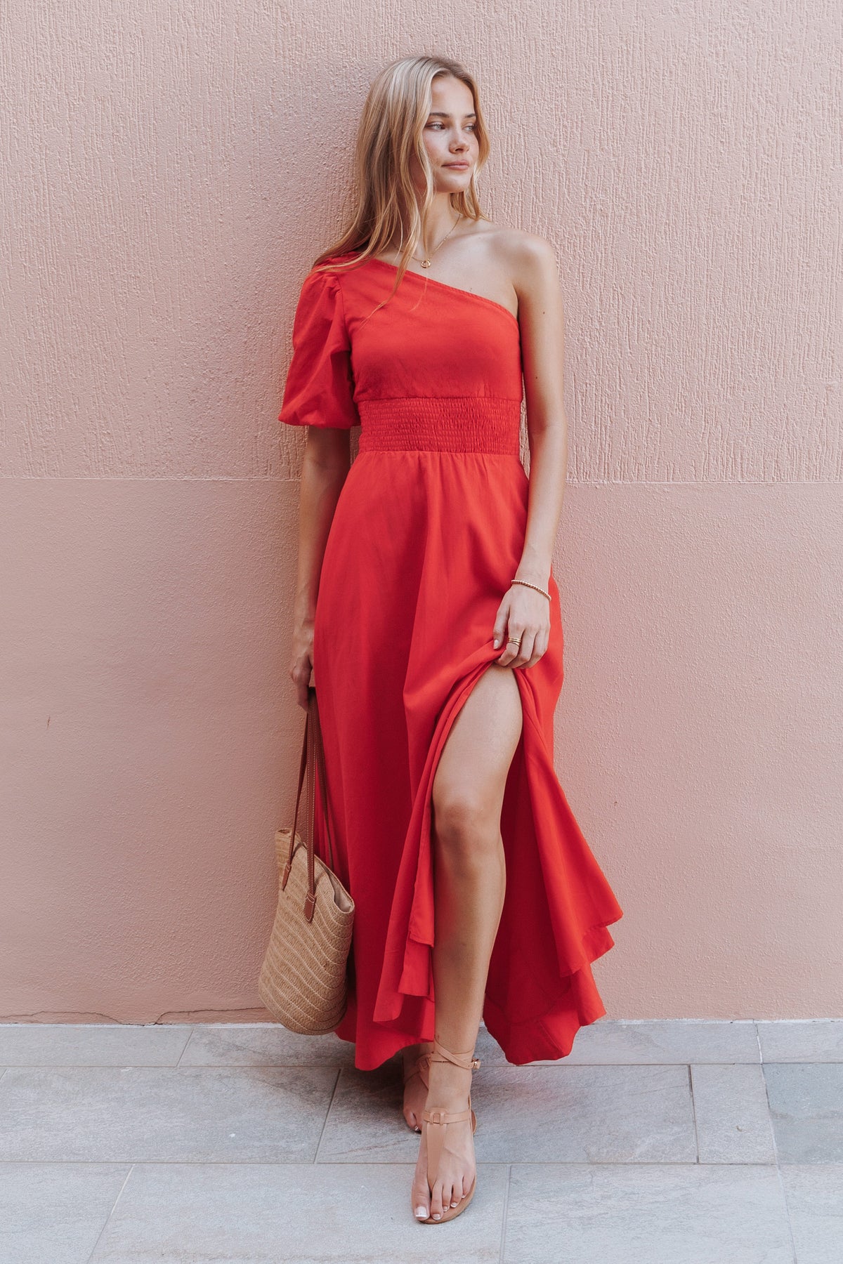DRESSES Sonja One Shoulder Maxi Dress - Red