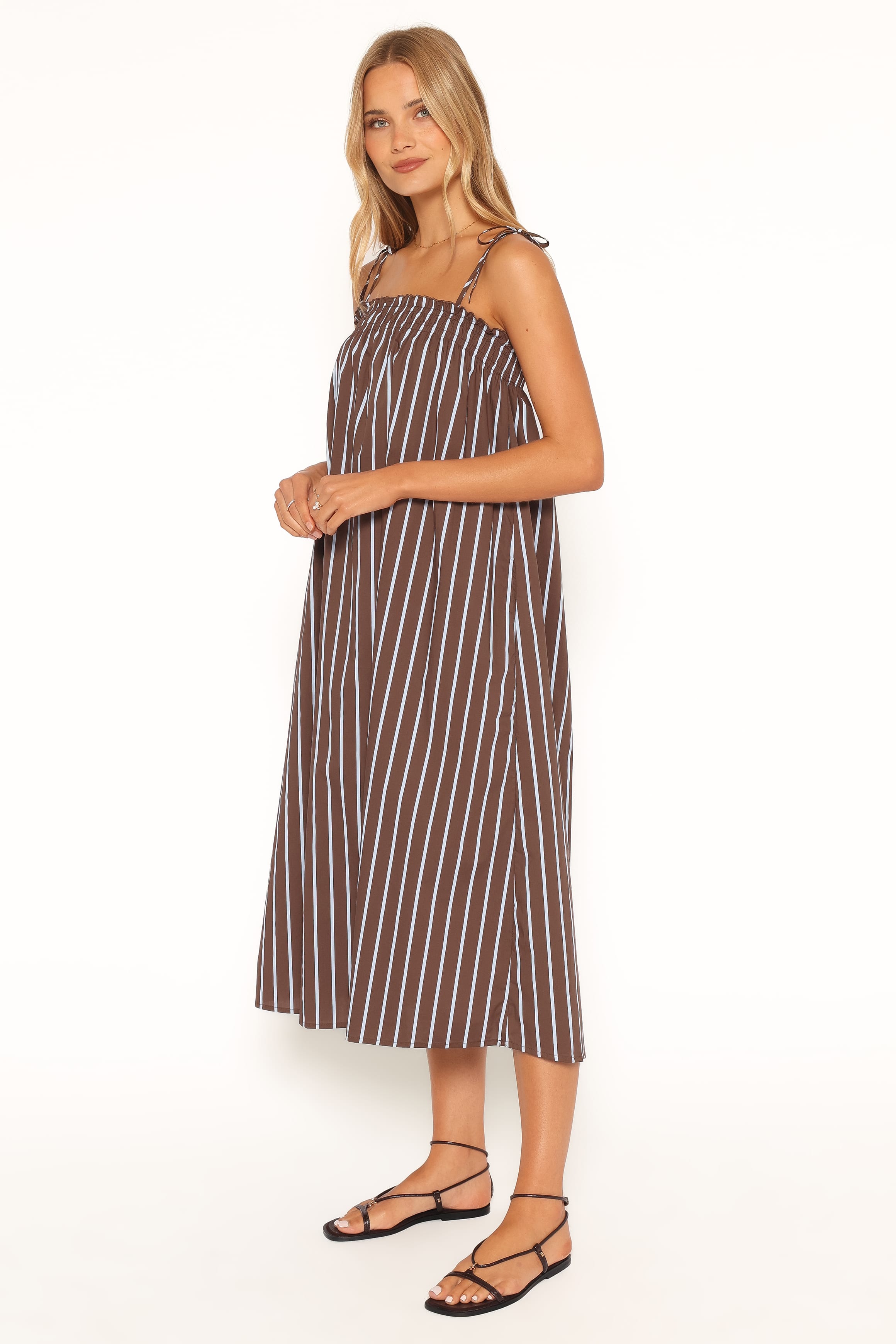 DRESSES Talita Maxi Dress - Brown/Blue Stripe