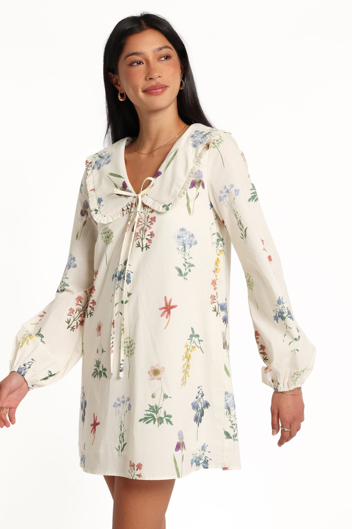 DRESSES Tallyn Long Sleeve Mini Dress - Cream Floral