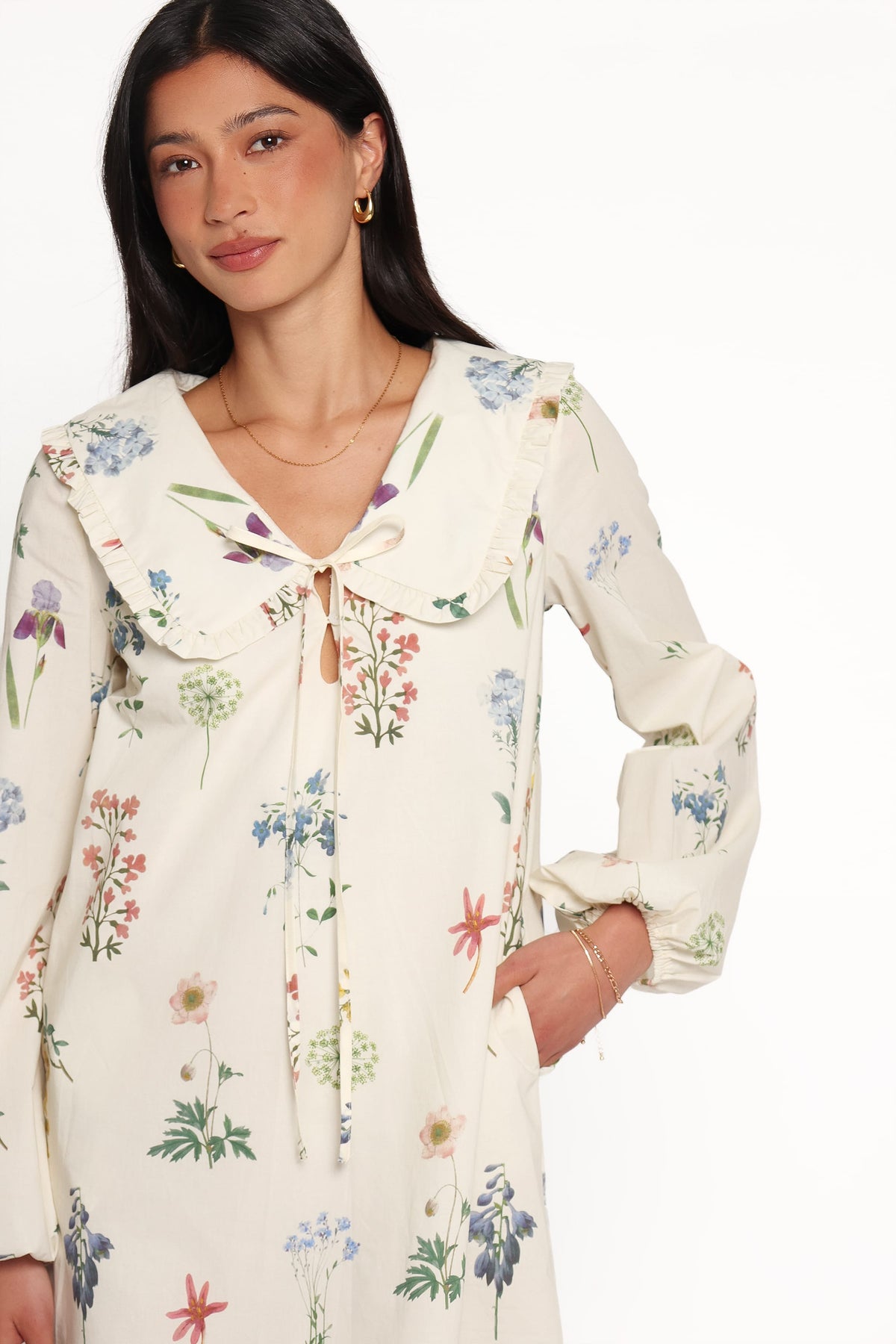 DRESSES Tallyn Long Sleeve Mini Dress - Cream Floral