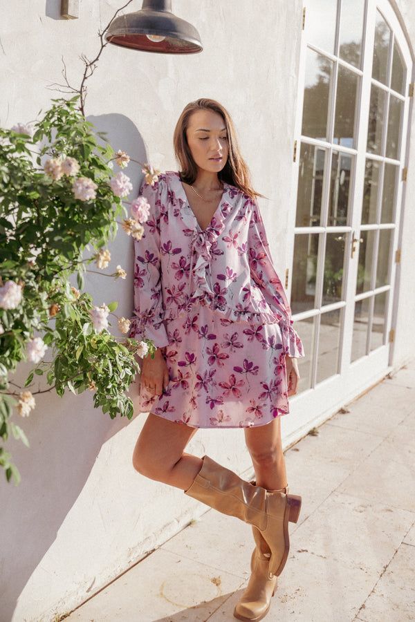 DRESSES Tarly Frill Mini Dress - Pink Floral