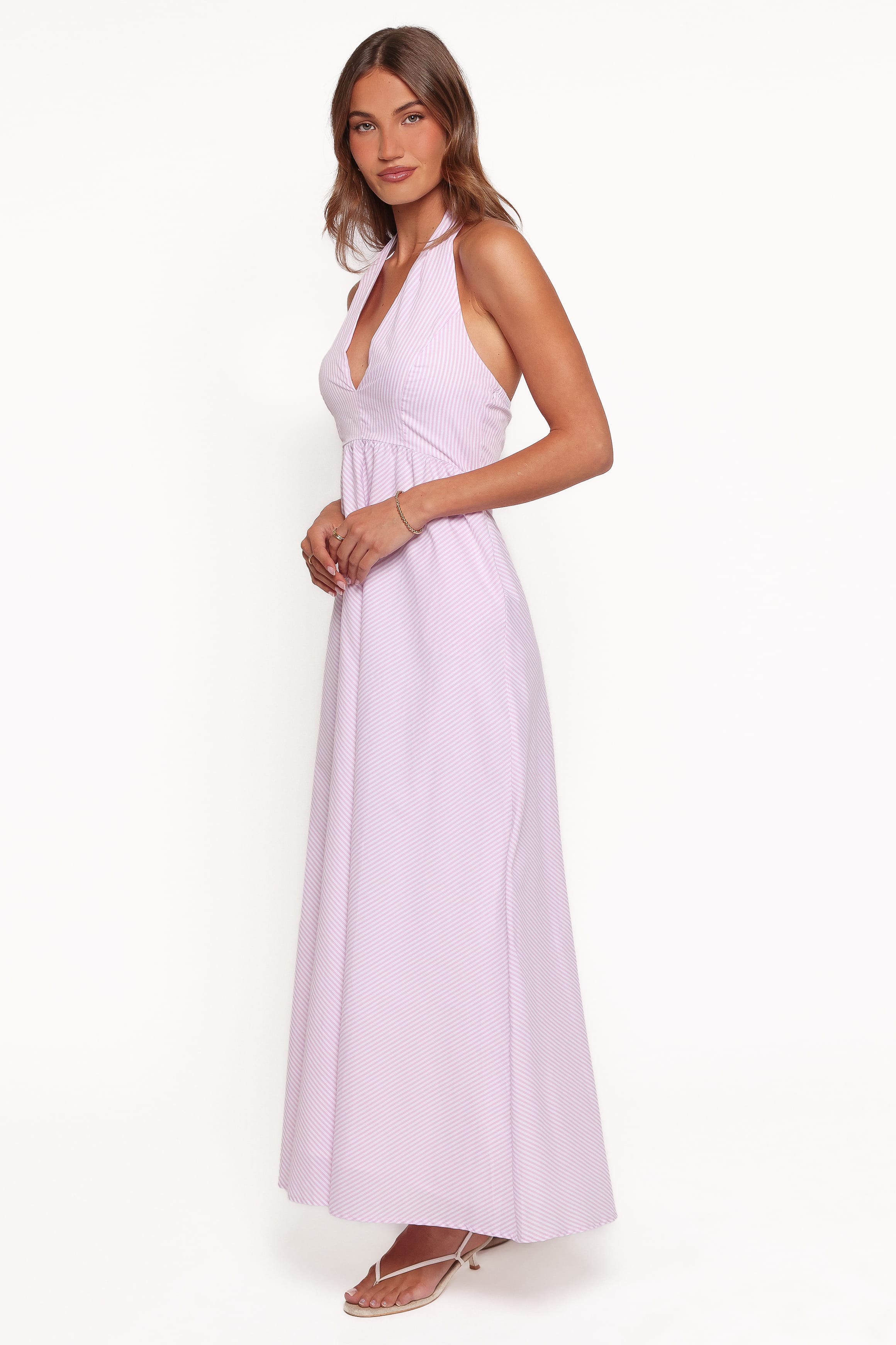 DRESSES Taryn Halterneck Maxi Dress - Pink Stripe