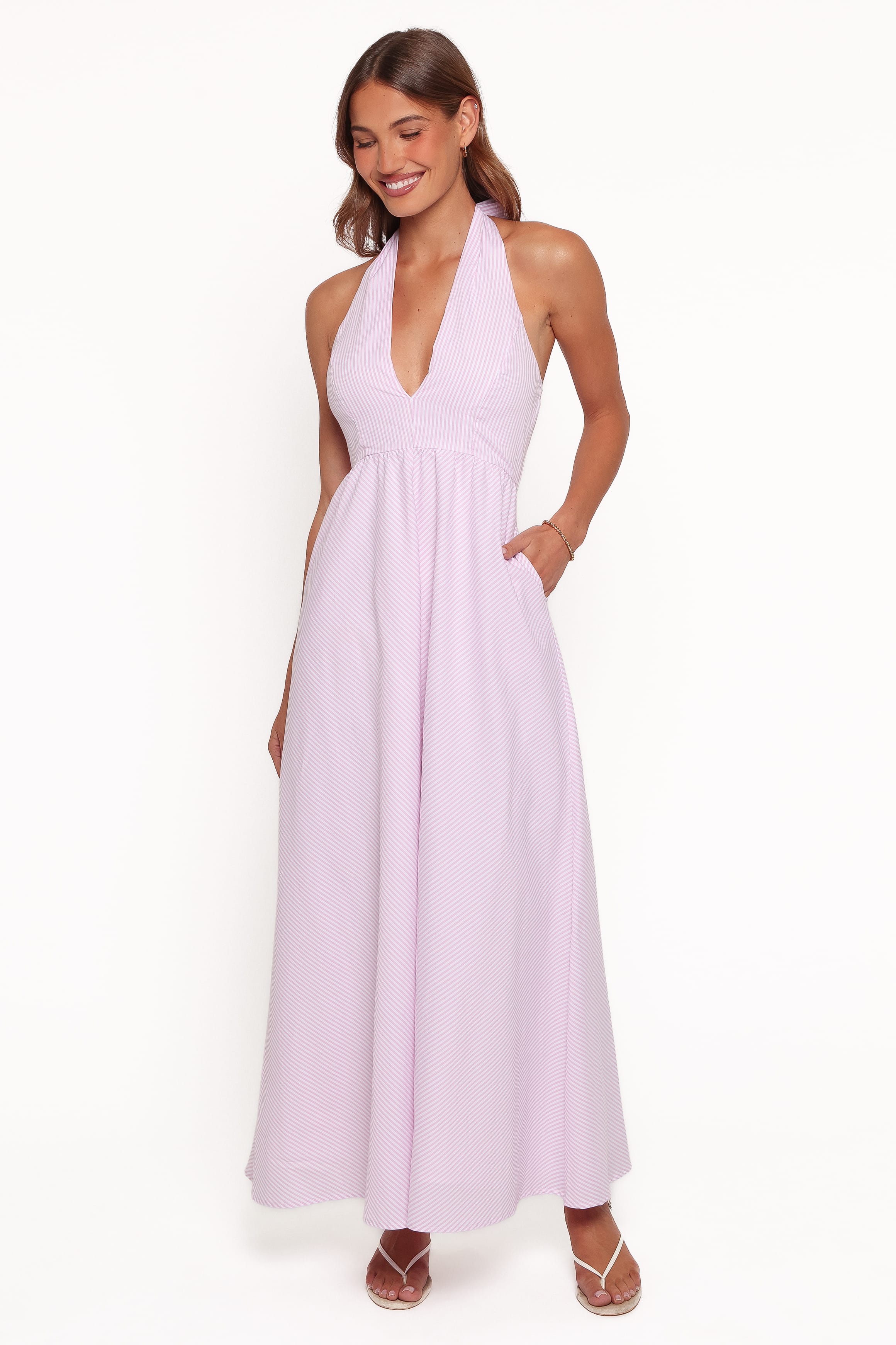 DRESSES Taryn Halterneck Maxi Dress - Pink Stripe