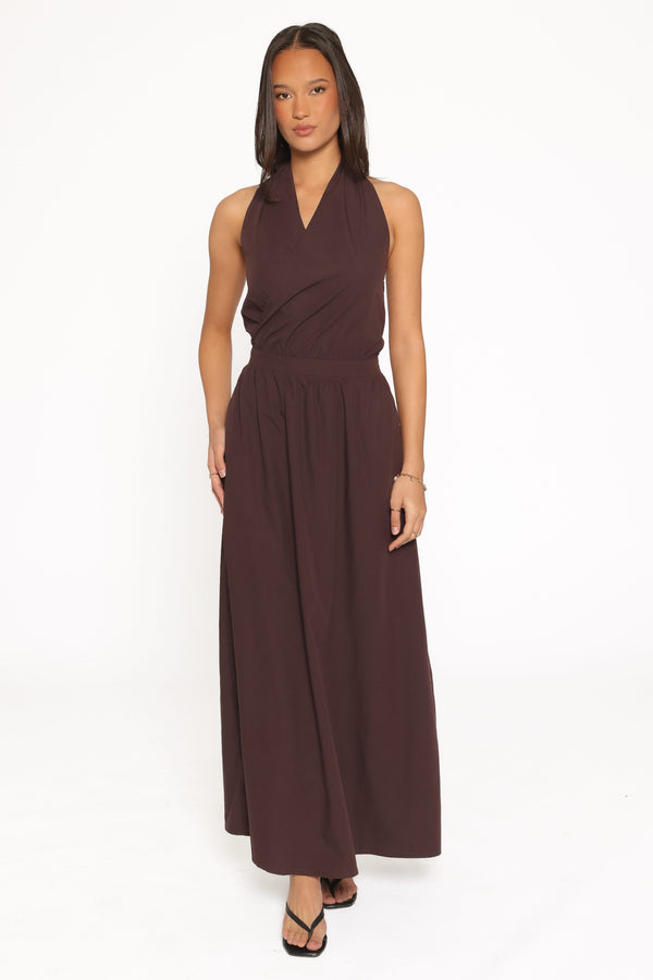 DRESSES Tasmin Halterneck Maxi Dress - Espresso