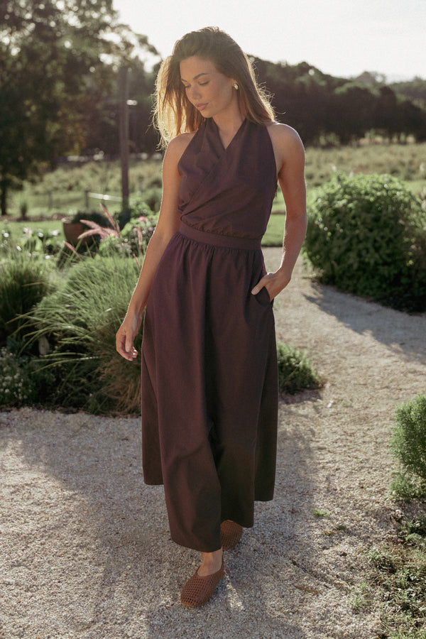 DRESSES Tasmin Halterneck Maxi Dress - Espresso