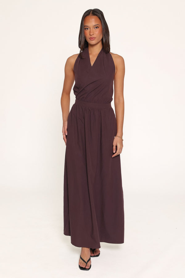 DRESSES Tasmin Halterneck Maxi Dress - Espresso