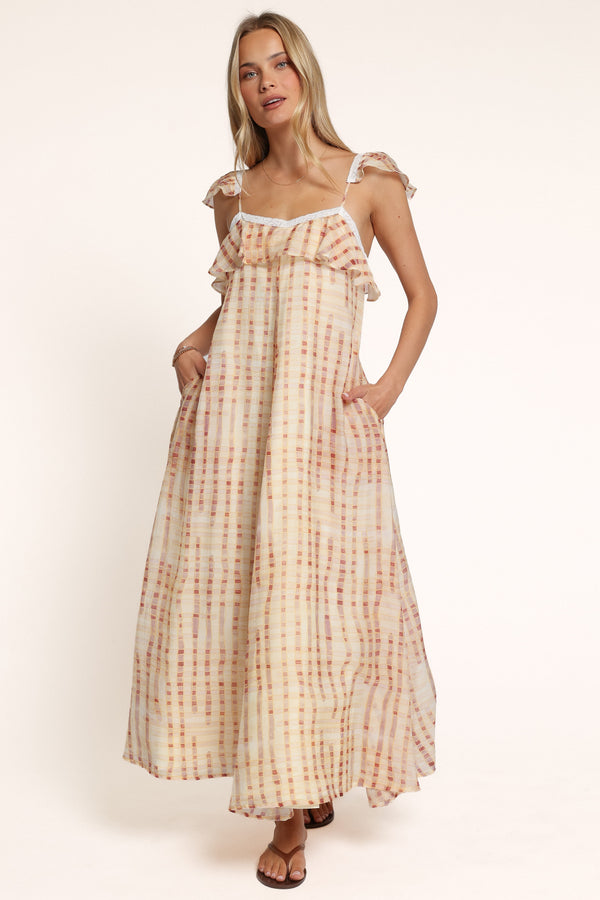DRESSES Thalina Maxi Dress - Red Lilac Geo