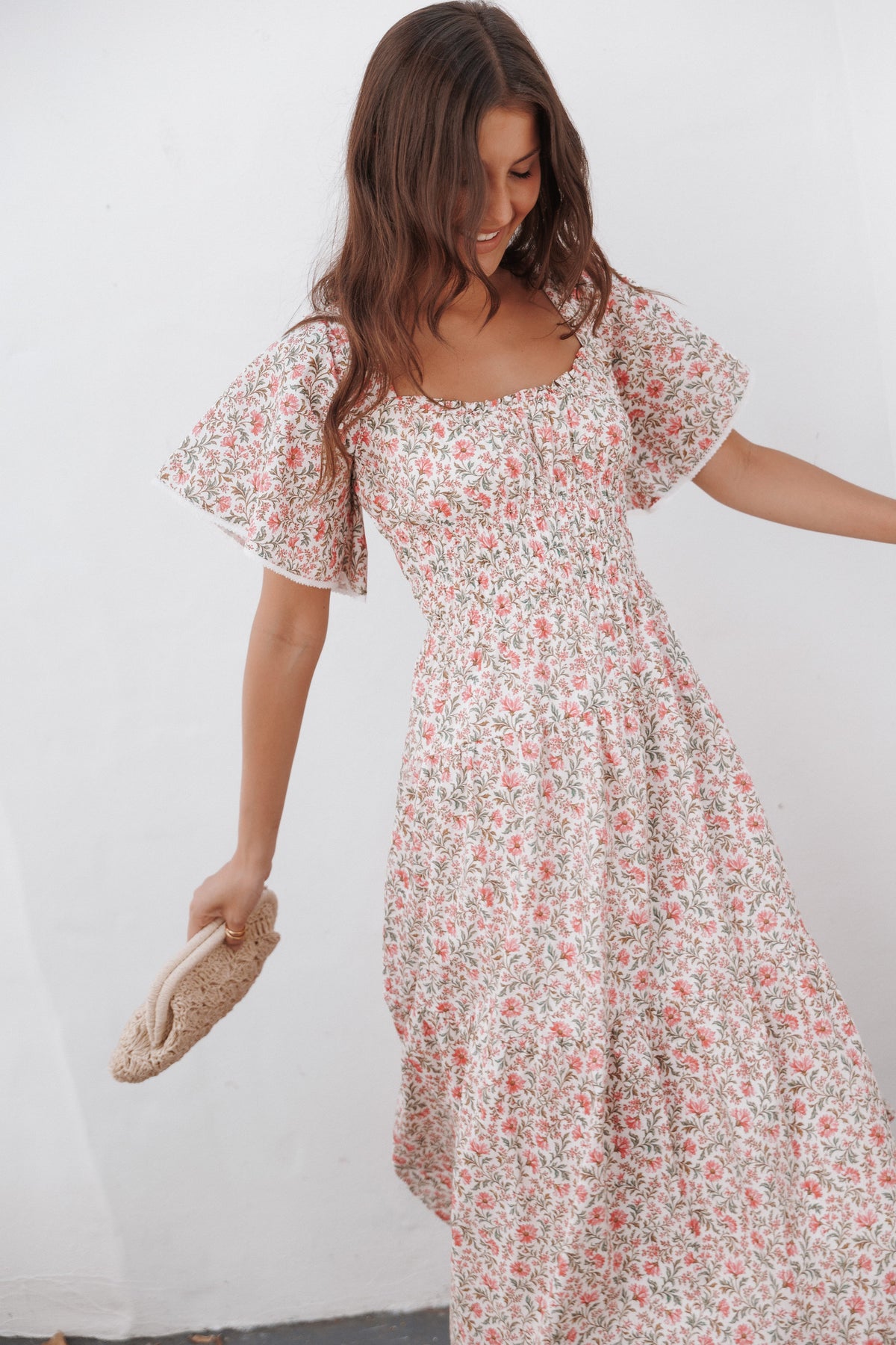 DRESSES Tierney Midi Dress - Pink Green Floral