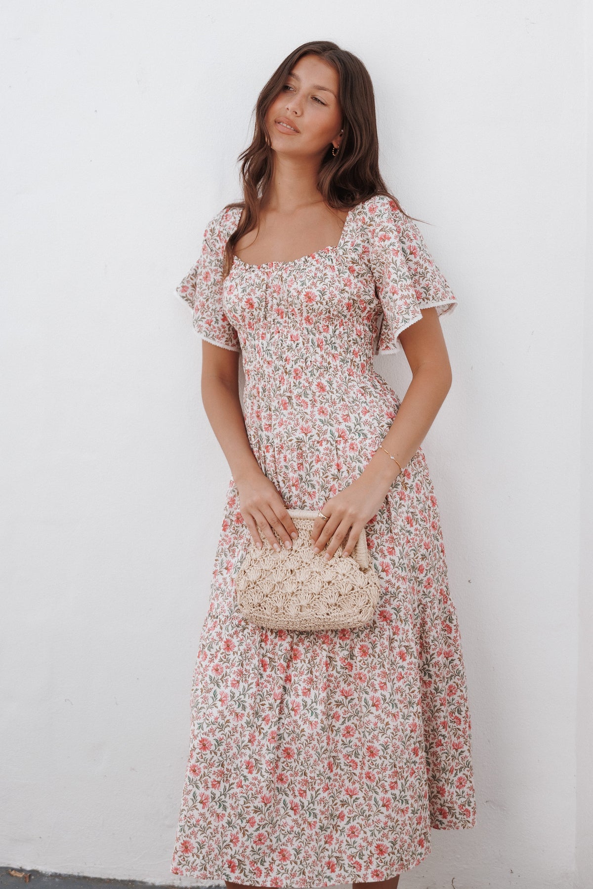 DRESSES Tierney Midi Dress - Pink Green Floral
