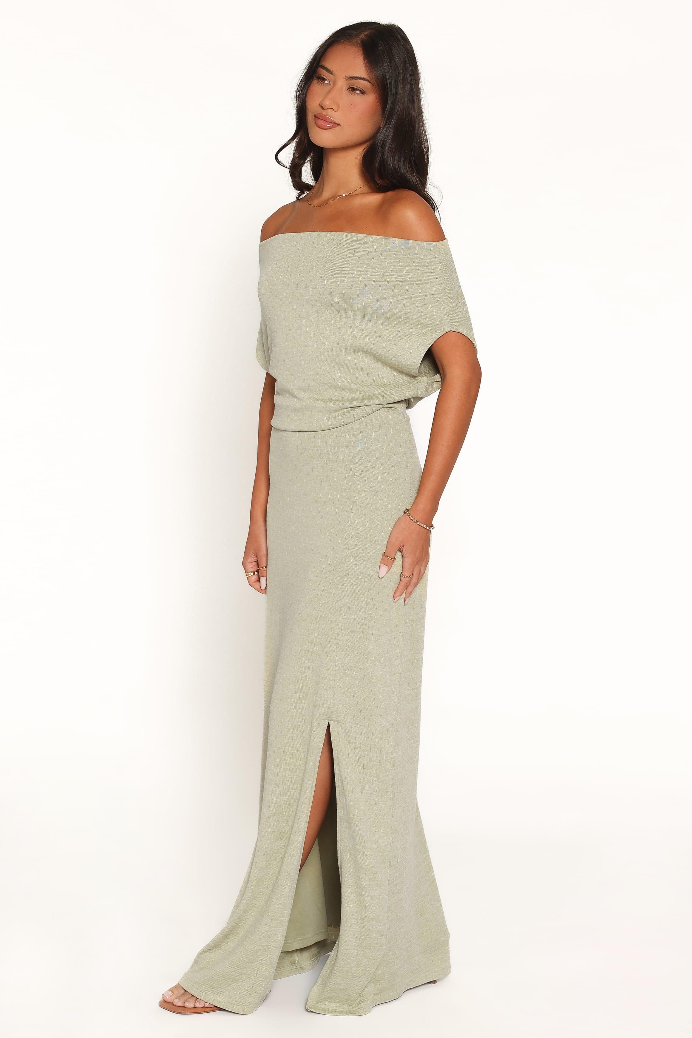 DRESSES Wanda Textured Off Shoulder Maxi Dress - Green