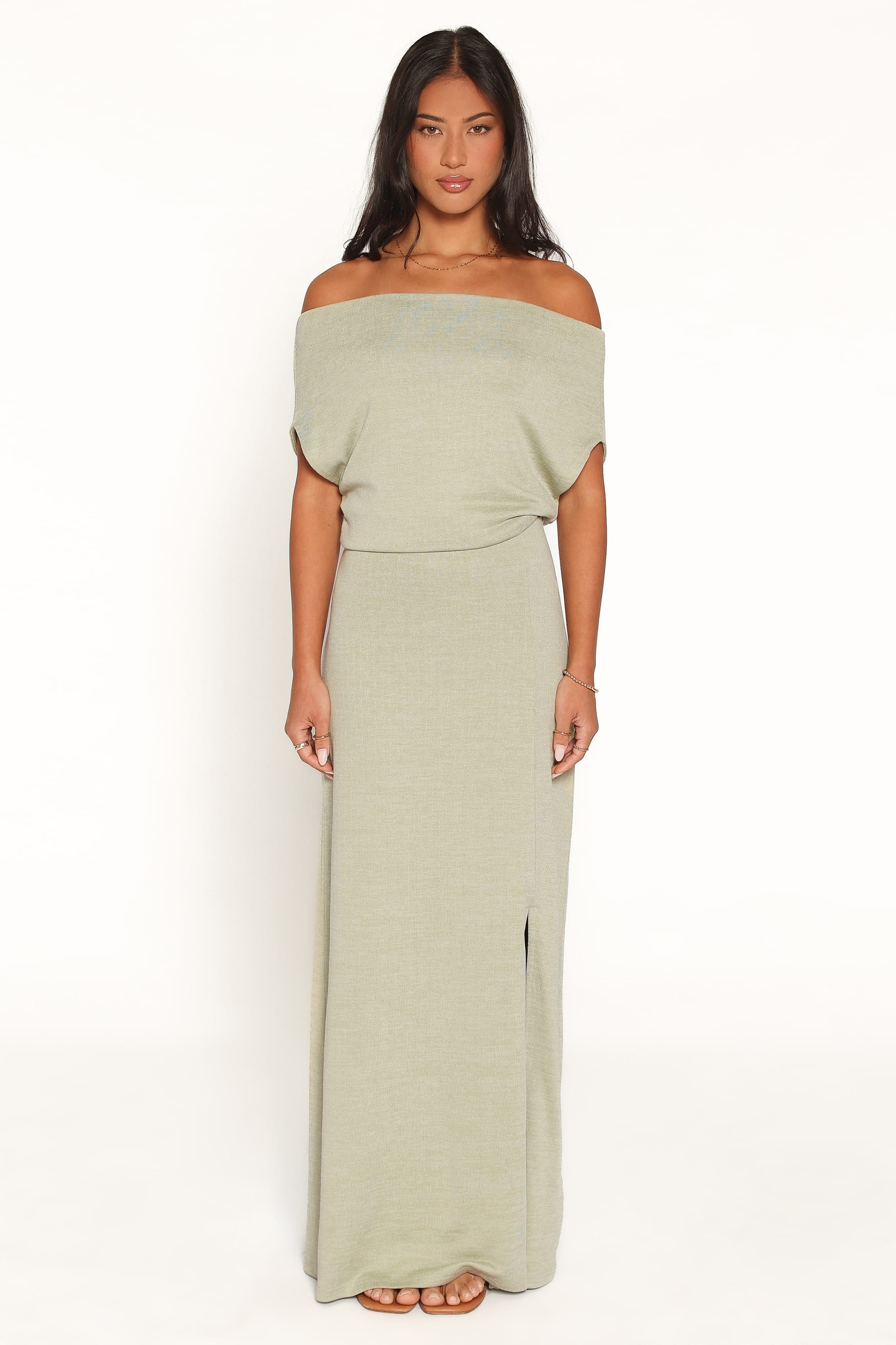 DRESSES Wanda Textured Off Shoulder Maxi Dress - Green