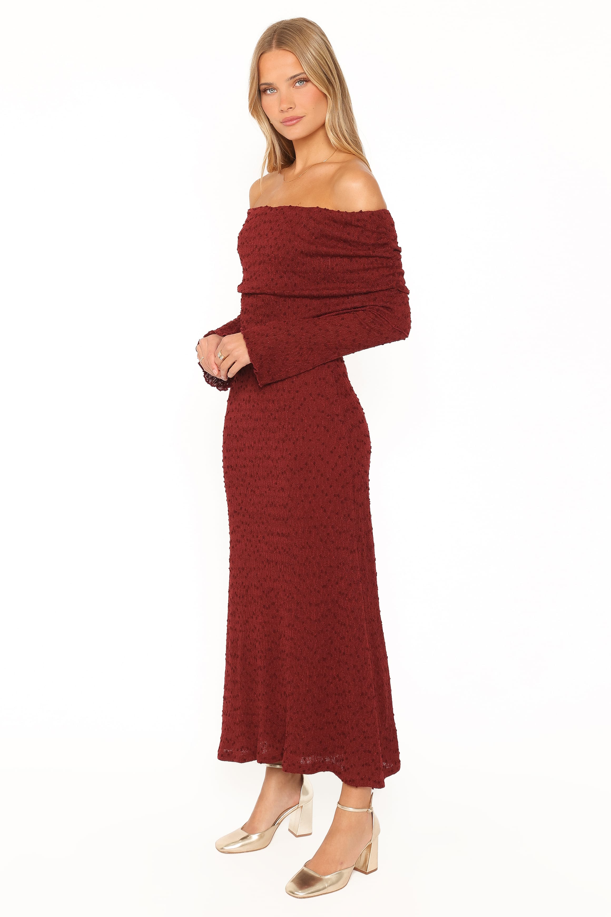 DRESSES Wilma Off Shoulder Dress - Burgundy
