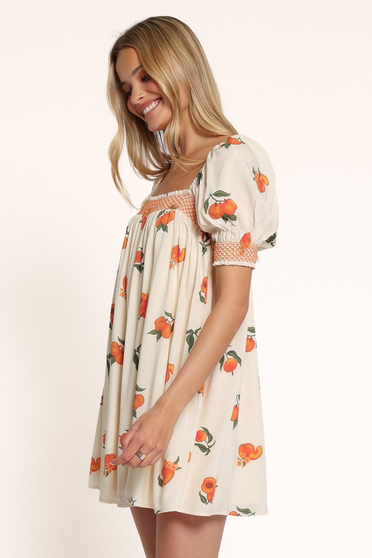 DRESSES Wrenlee Mini Dress - Cream Peach Print