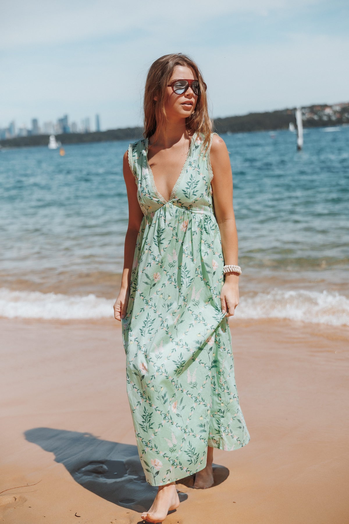DRESSES Yamina Midi Dress - Green Botanical Floral