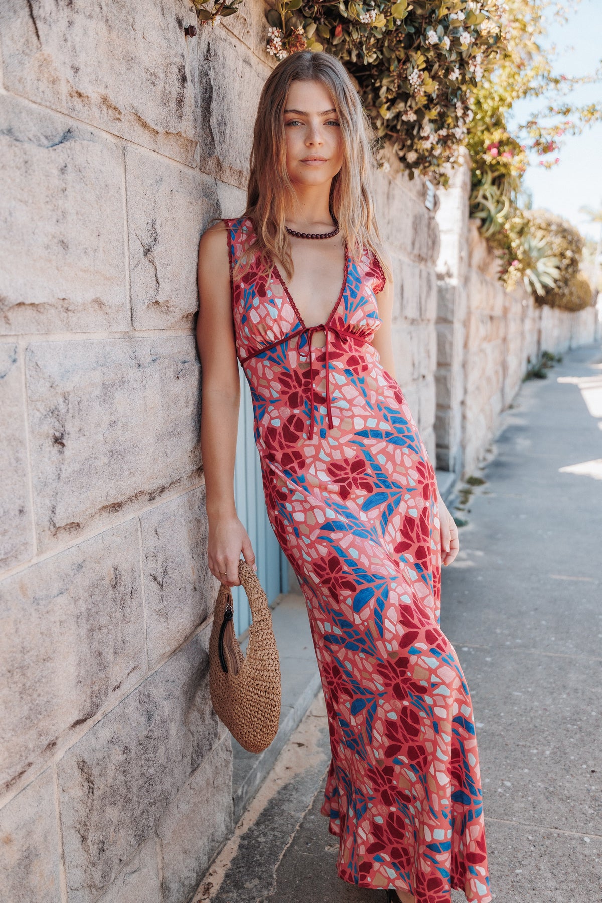 DRESSES Zorren Midi Dress - Red Tile