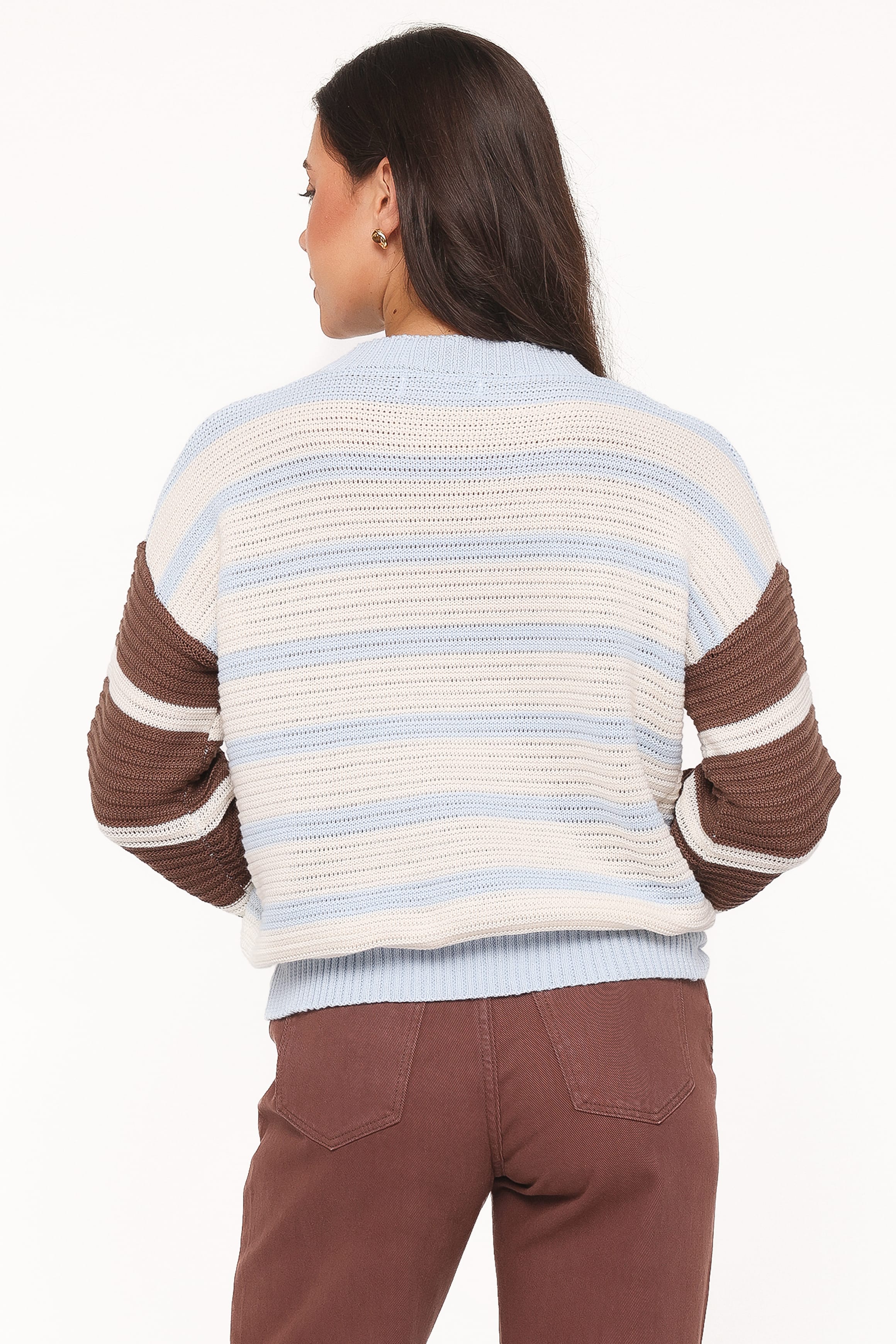 KNITWEAR Anicia Colorblock Stripe Sweater - Chocolate Blue