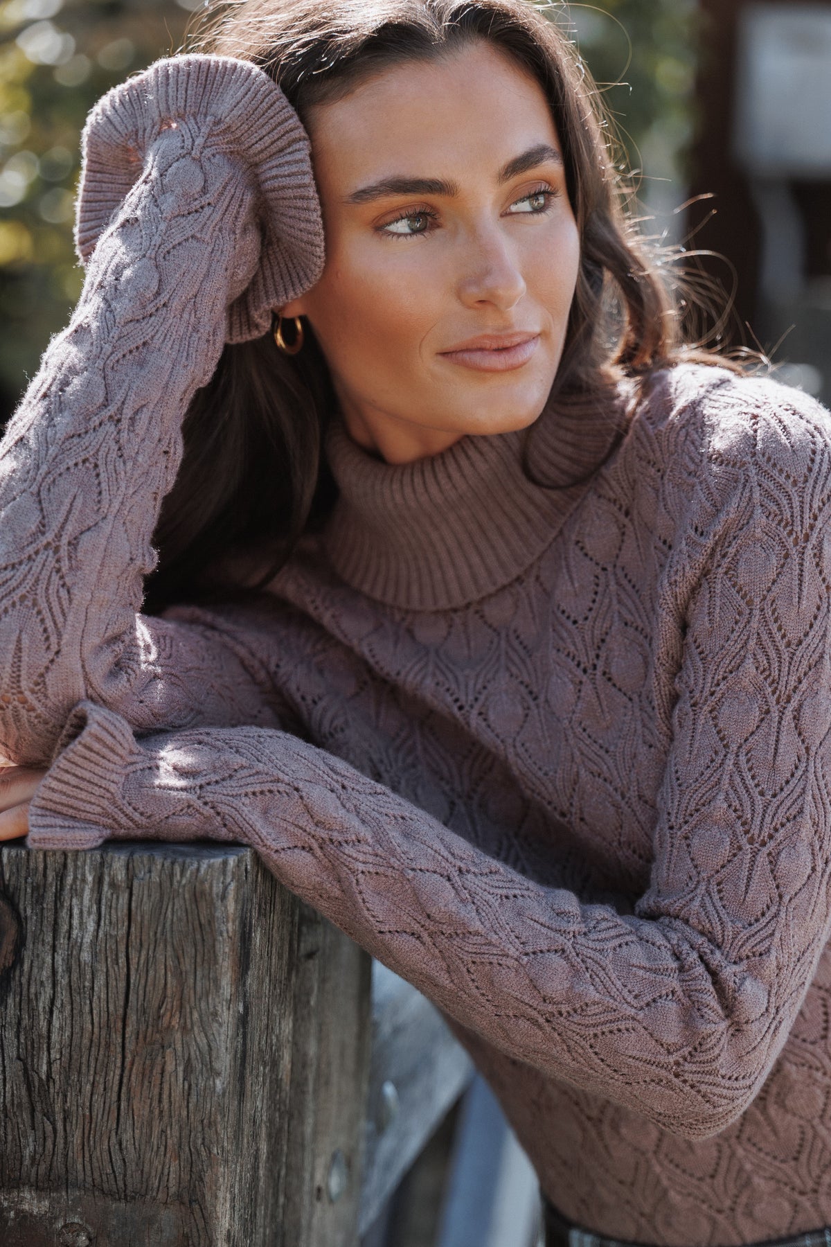 KNITWEAR Baker Pointelle Sweater - Mauve