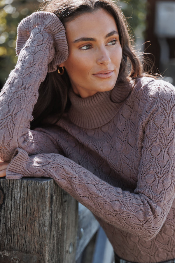 KNITWEAR Baker Pointelle Sweater - Mauve