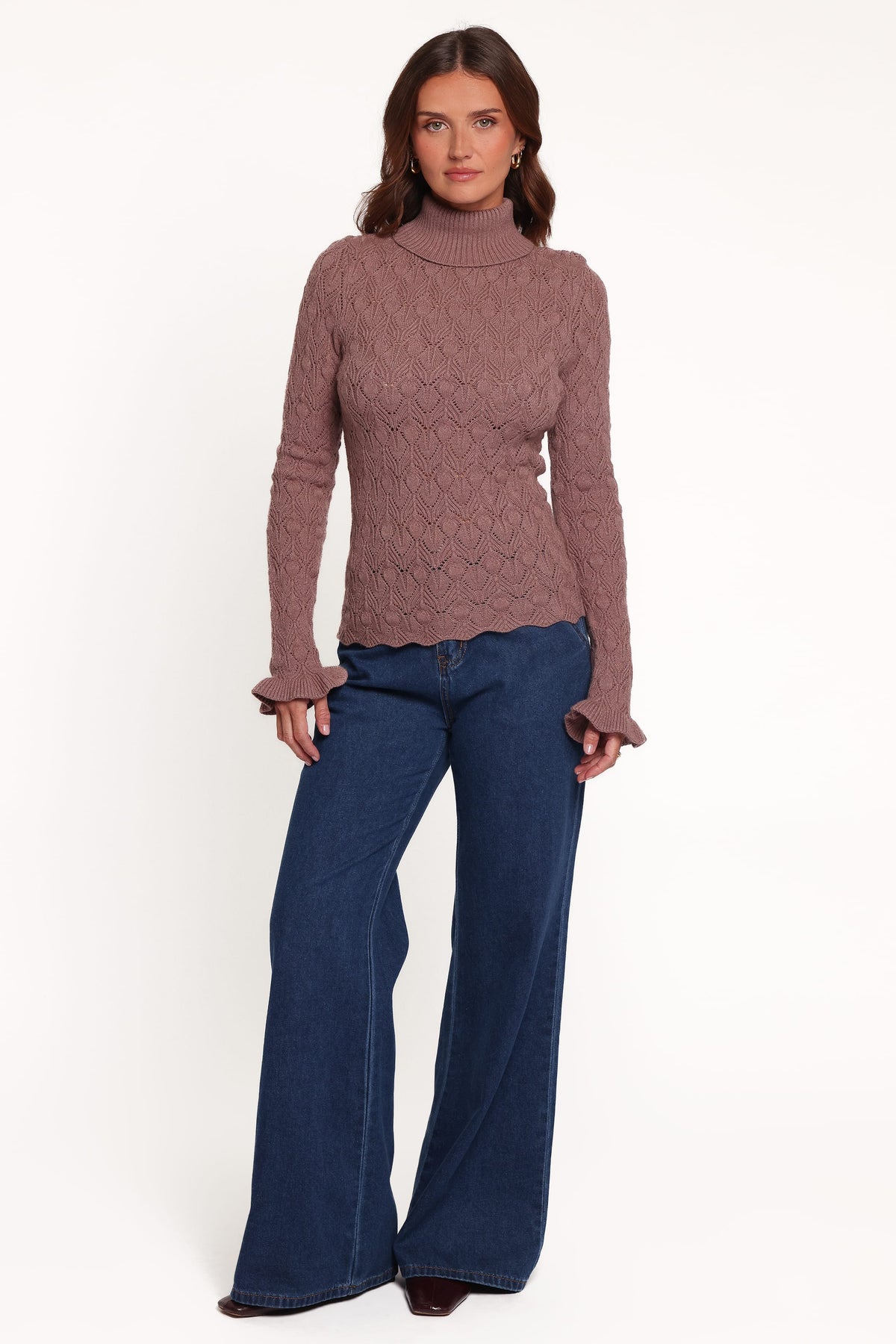 KNITWEAR Baker Pointelle Sweater - Mauve