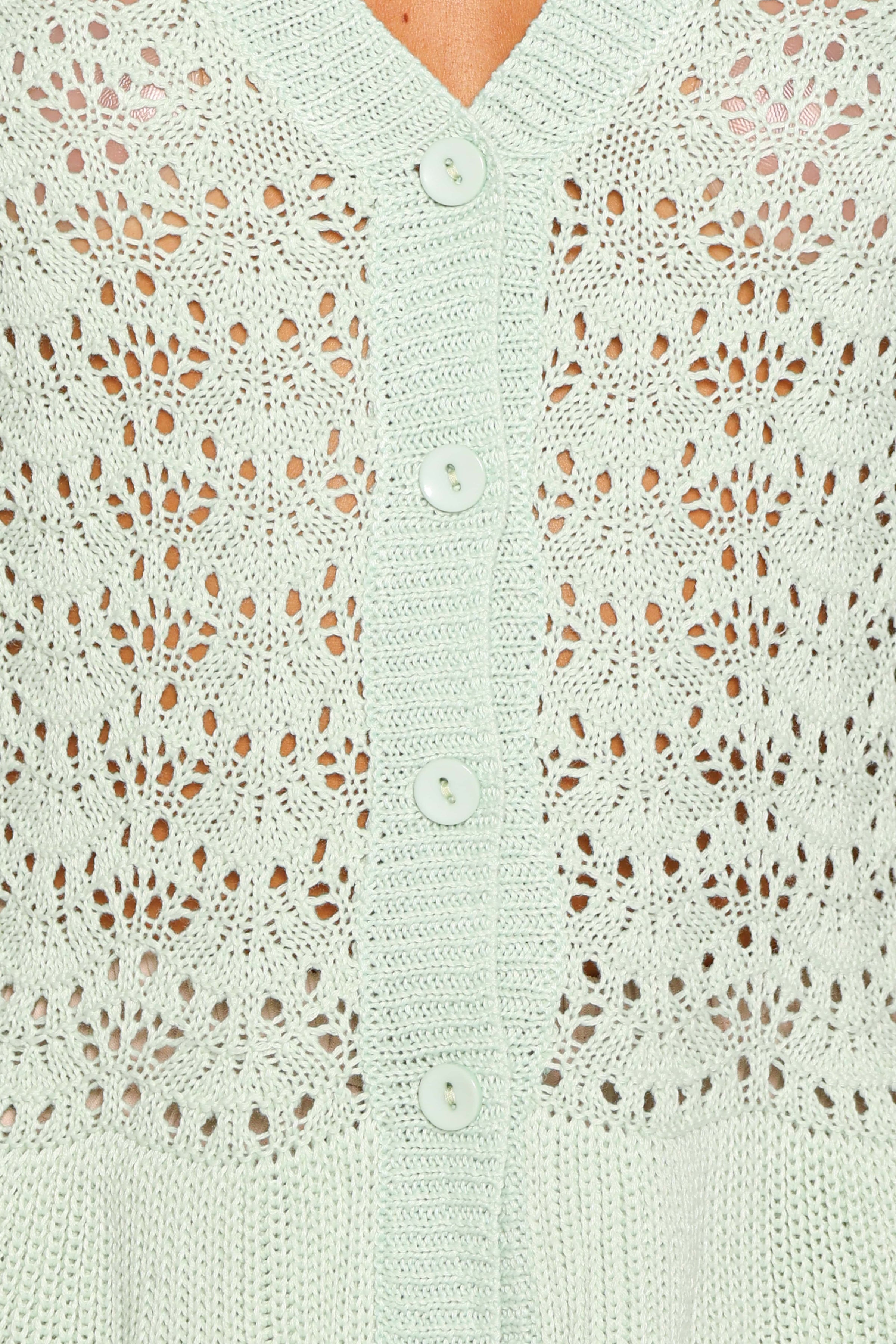 KNITWEAR Bennie Peplum Cardigan Top - Green
