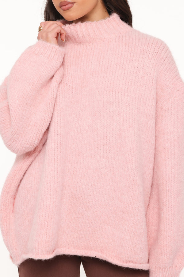 KNITWEAR Cinzia Mockneck Knit Sweater - Pink