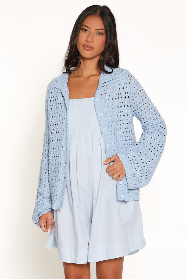 KNITWEAR Delphine Crochet Cardigan - Blue