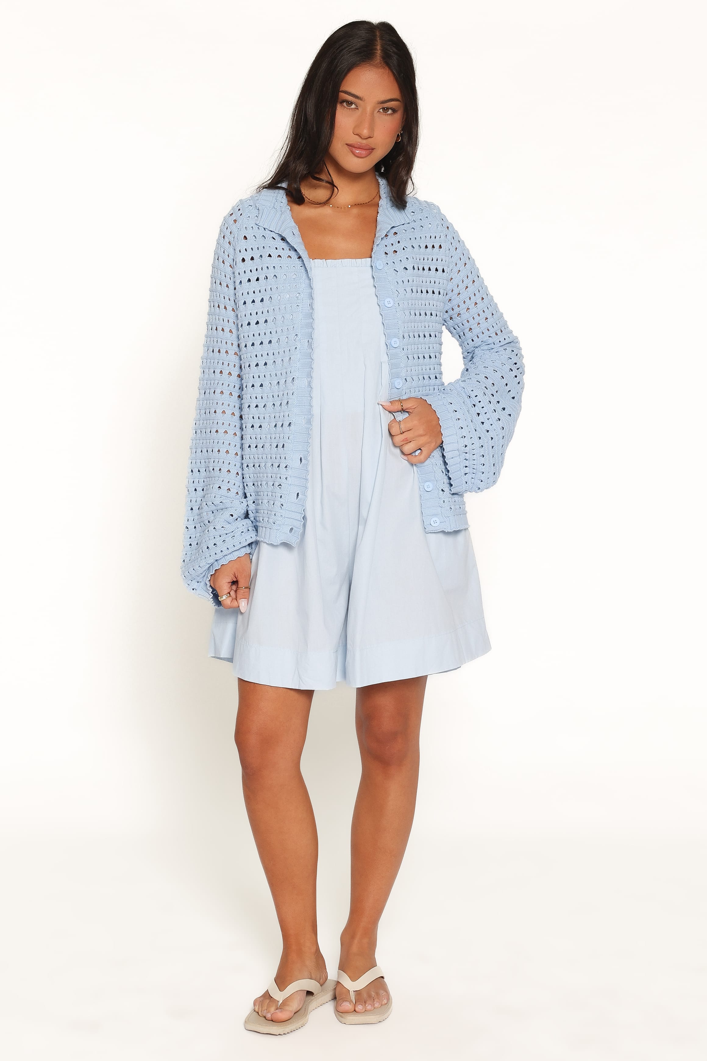 KNITWEAR Delphine Crochet Cardigan - Blue