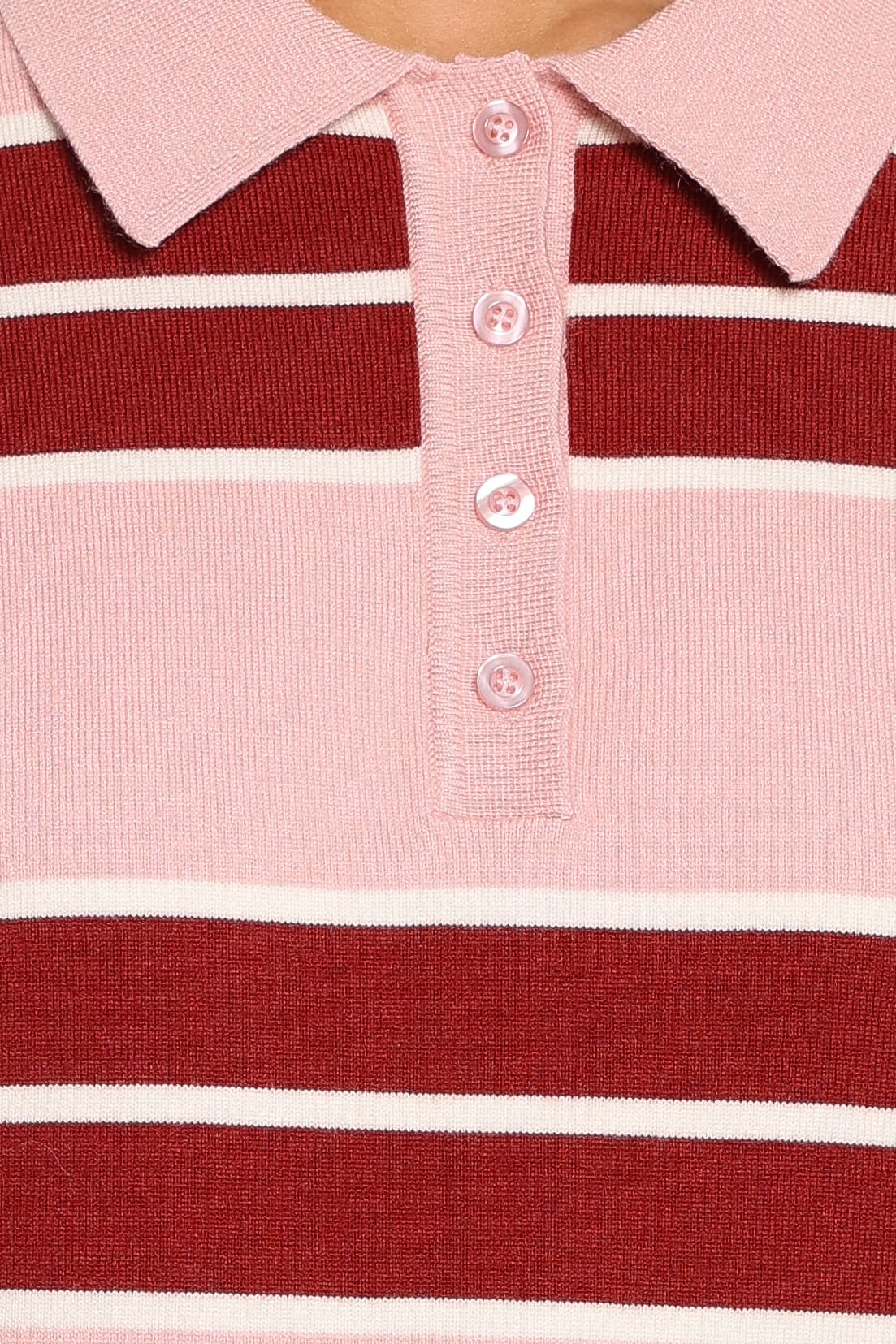 KNITWEAR Jordan Polo Sweater - Pale Pink Stripe