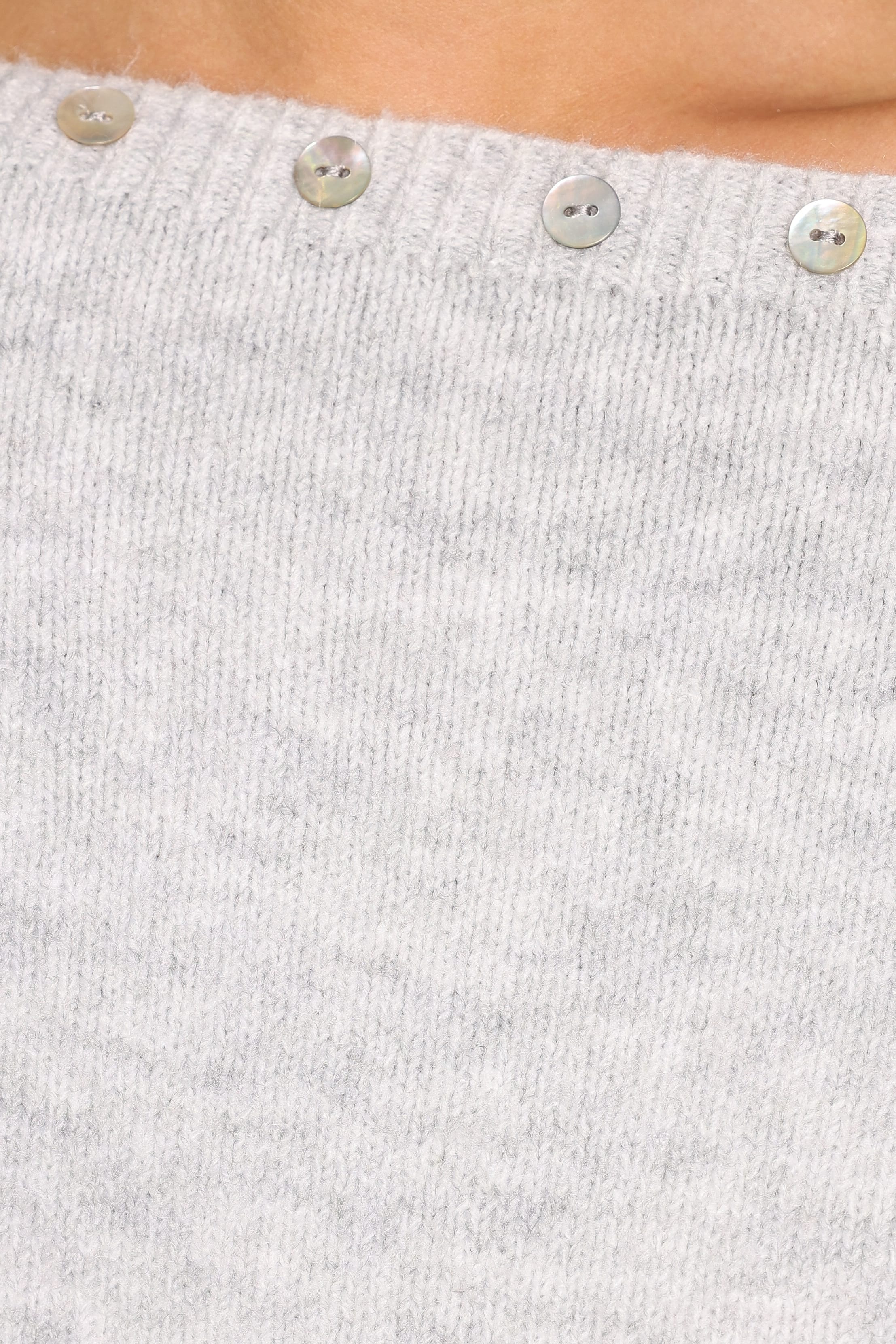 KNITWEAR Justin Off Shoulder Sweater - Light Grey