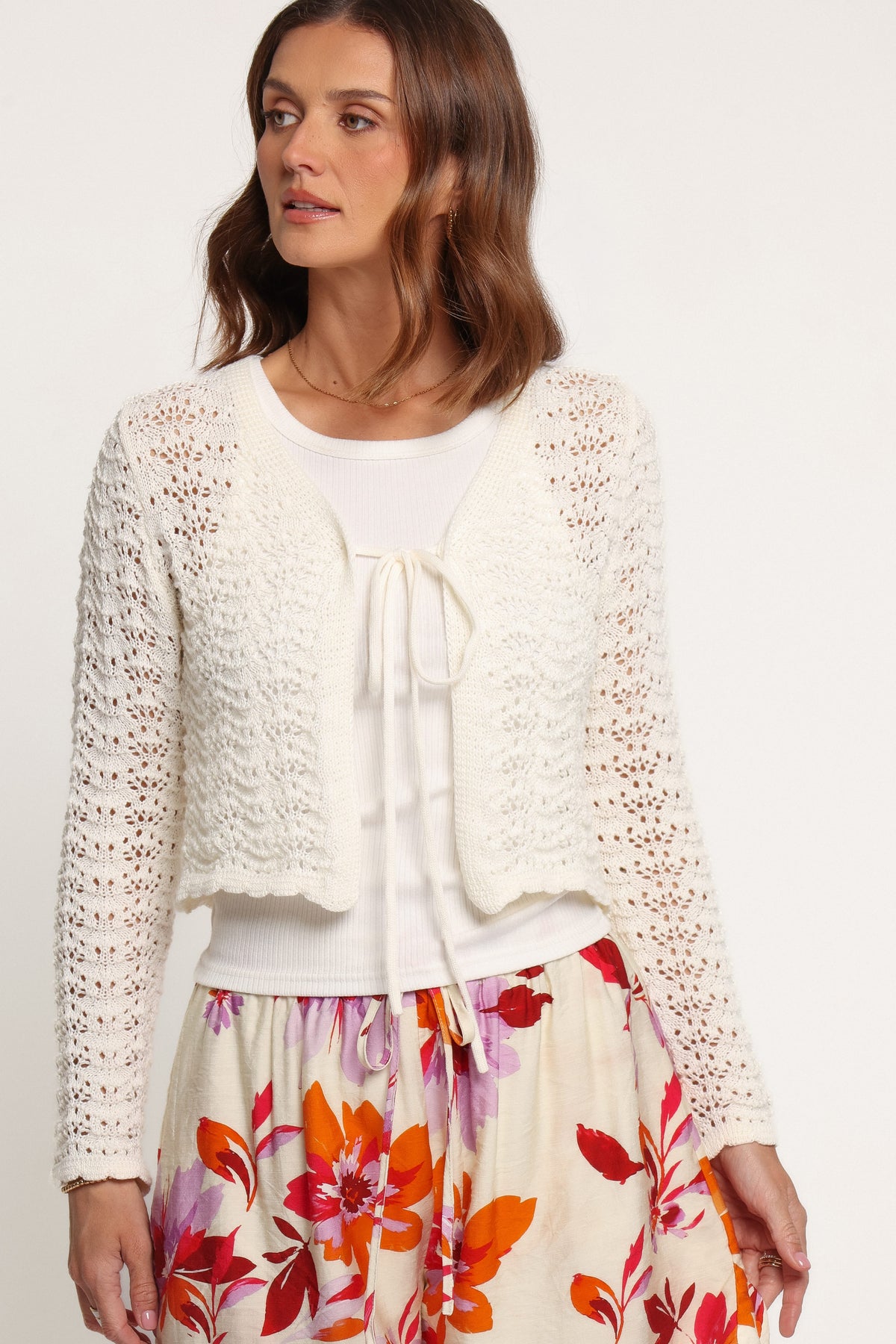 KNITWEAR Magnolia Tie Front Cardigan - Cream