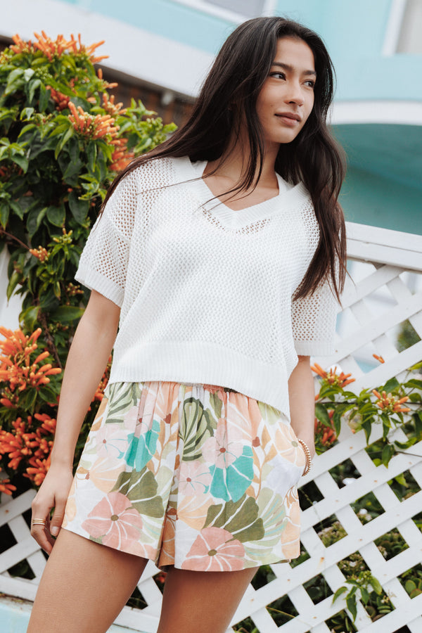 KNITWEAR Ronda Open Knit Top - White