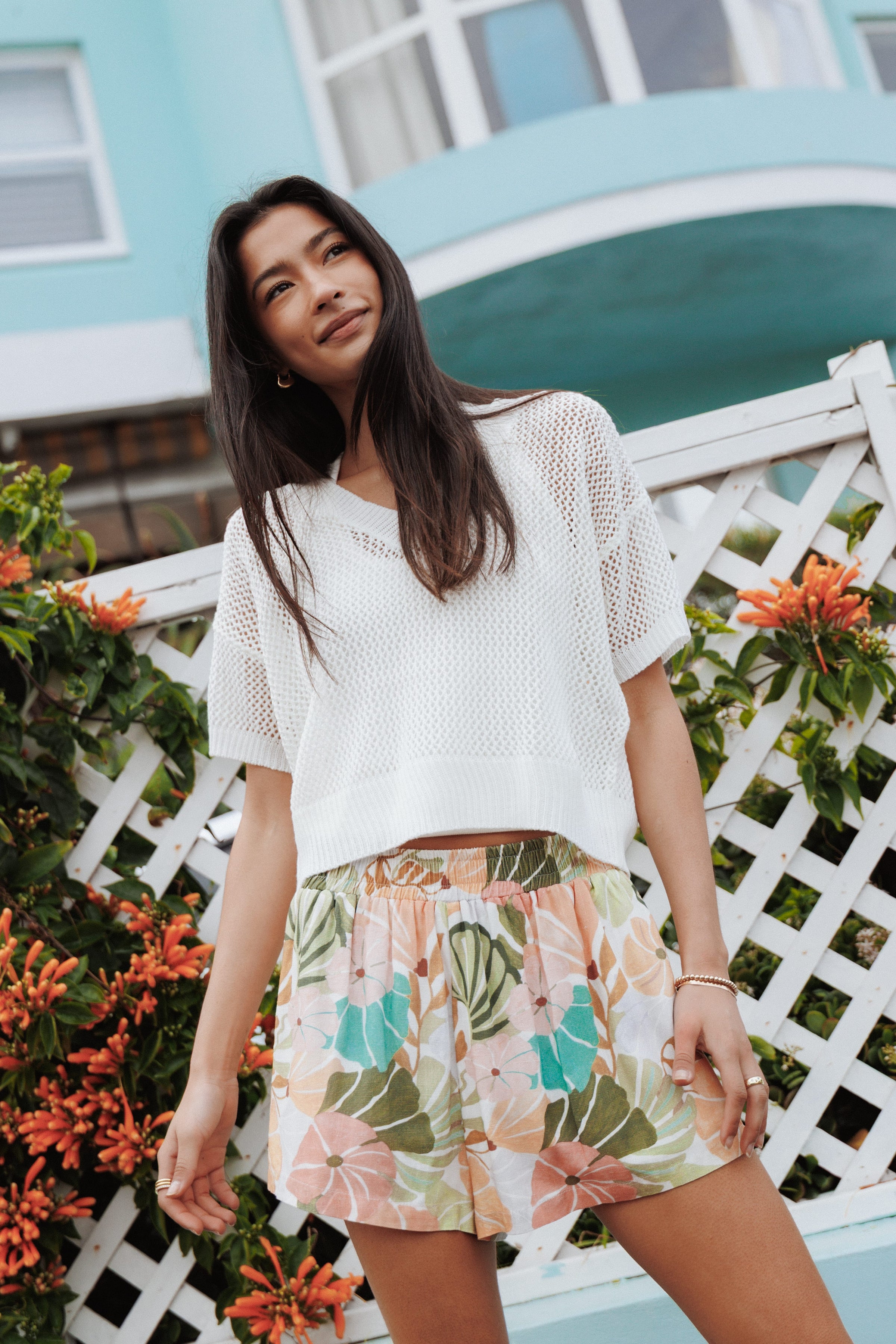 KNITWEAR Ronda Open Knit Top - White