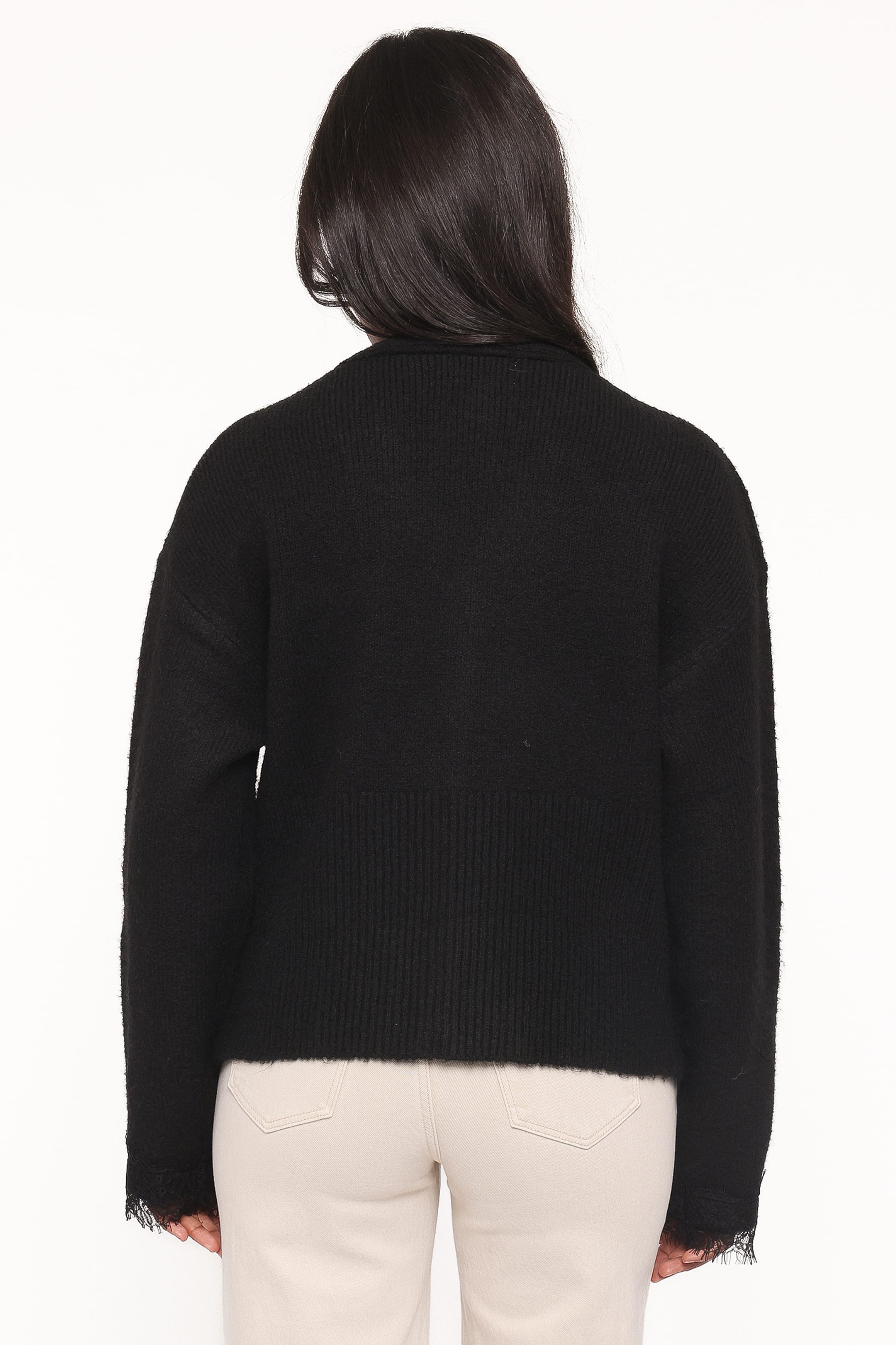 KNITWEAR Salome Lace Trimmed Cardigan - Black
