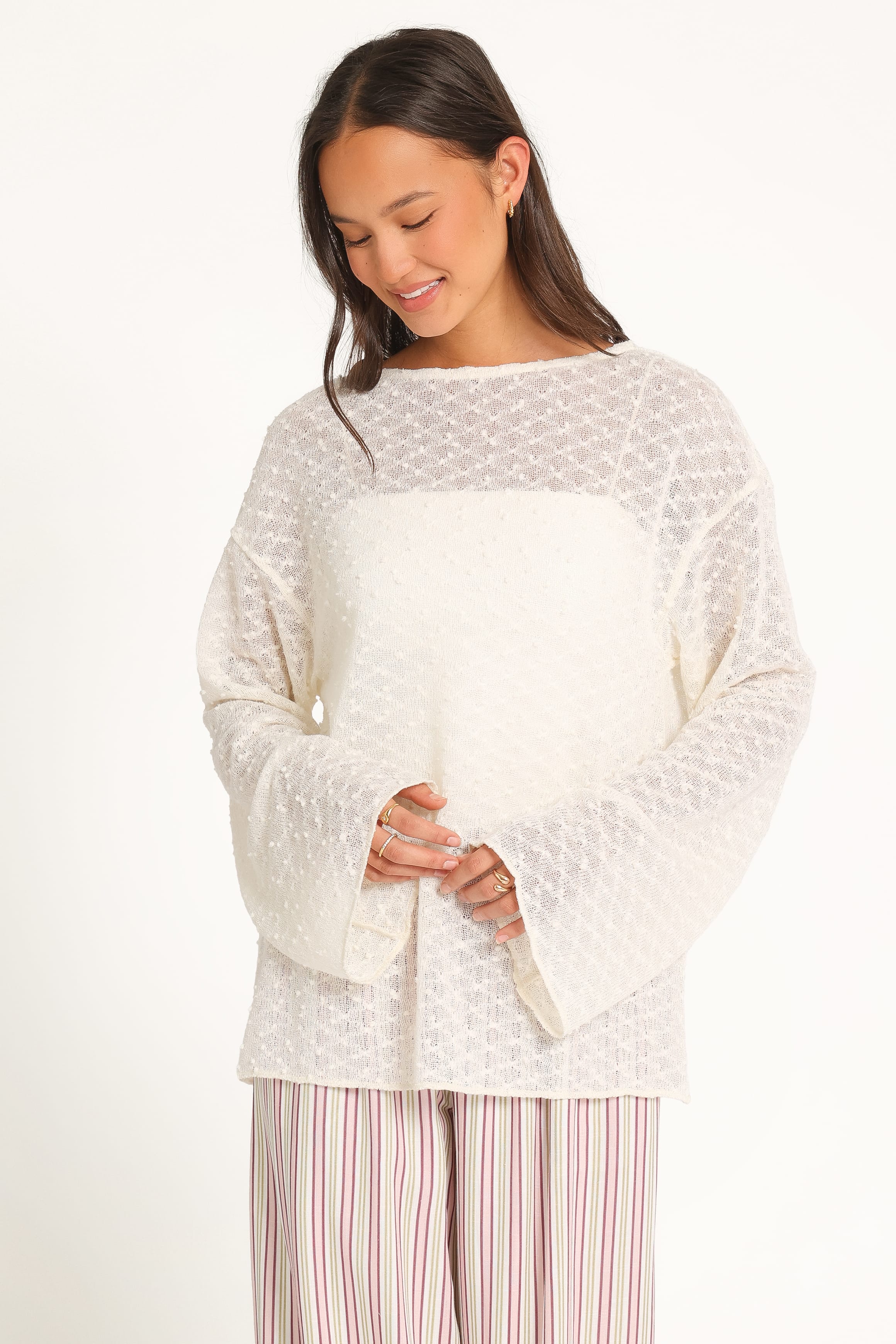 KNITWEAR Sanders Lightweight Textured Knit - Cream
