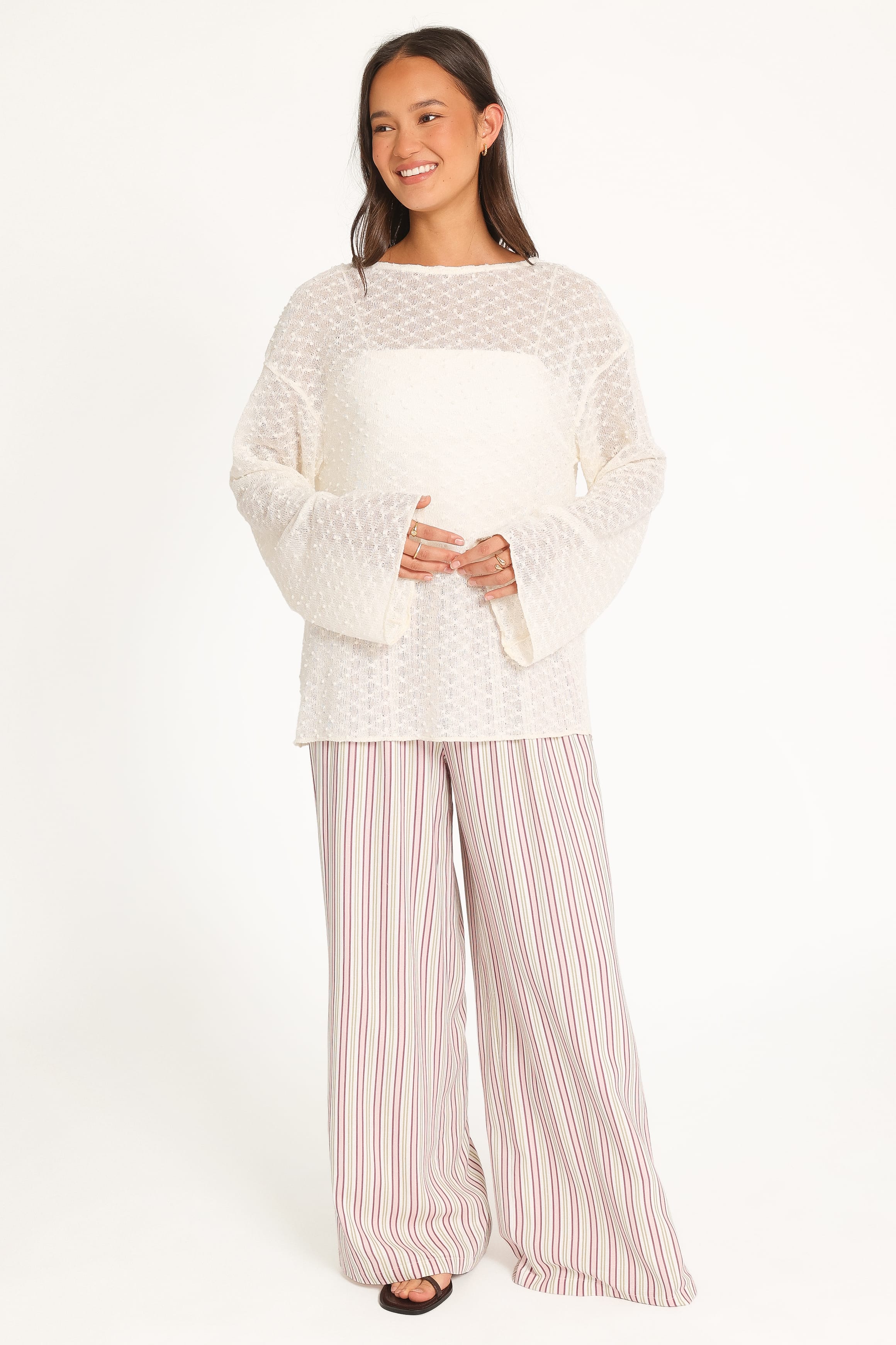 KNITWEAR Sanders Lightweight Textured Knit - Cream