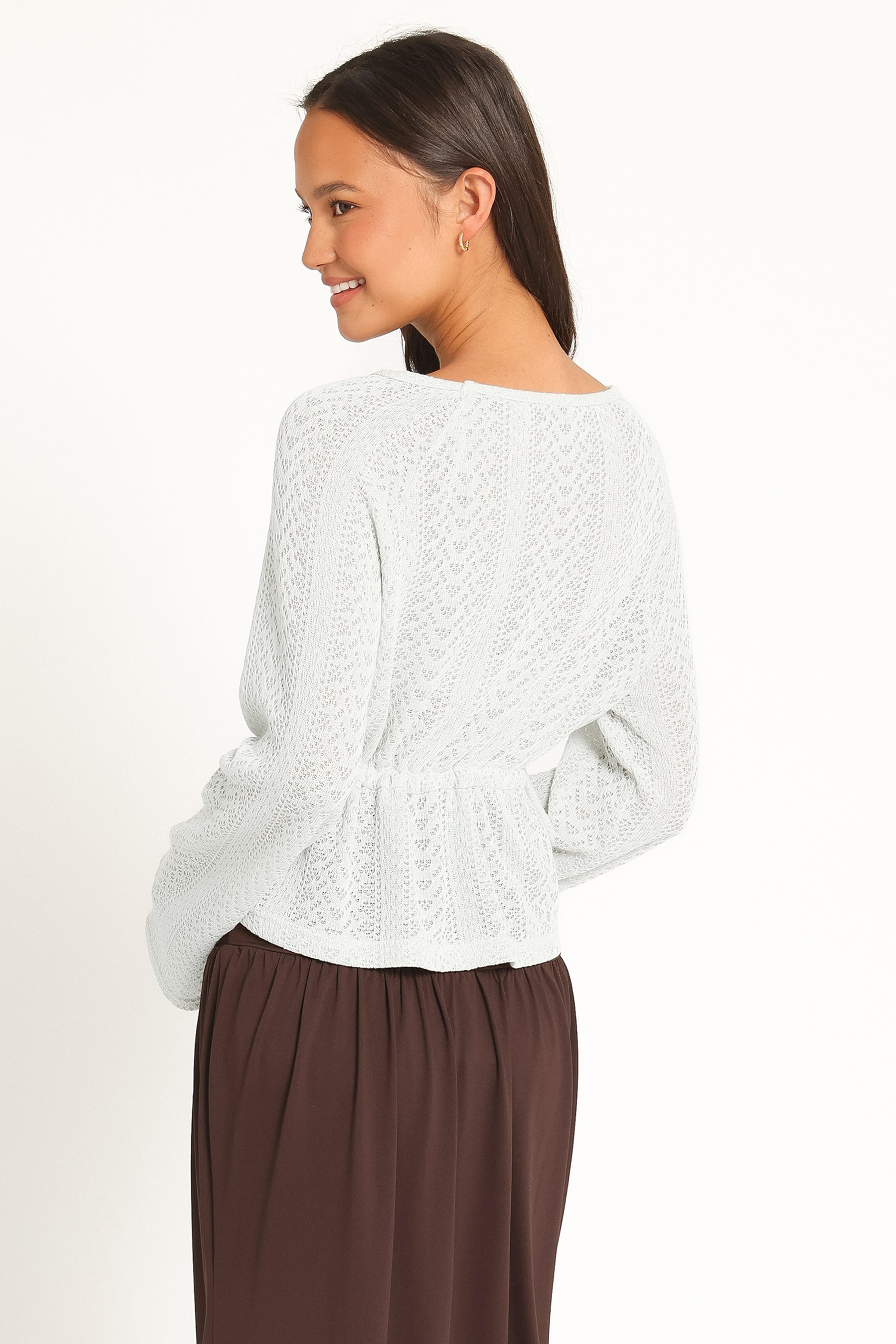 KNITWEAR Saorla Lightweight Pointelle Sweater - Sage