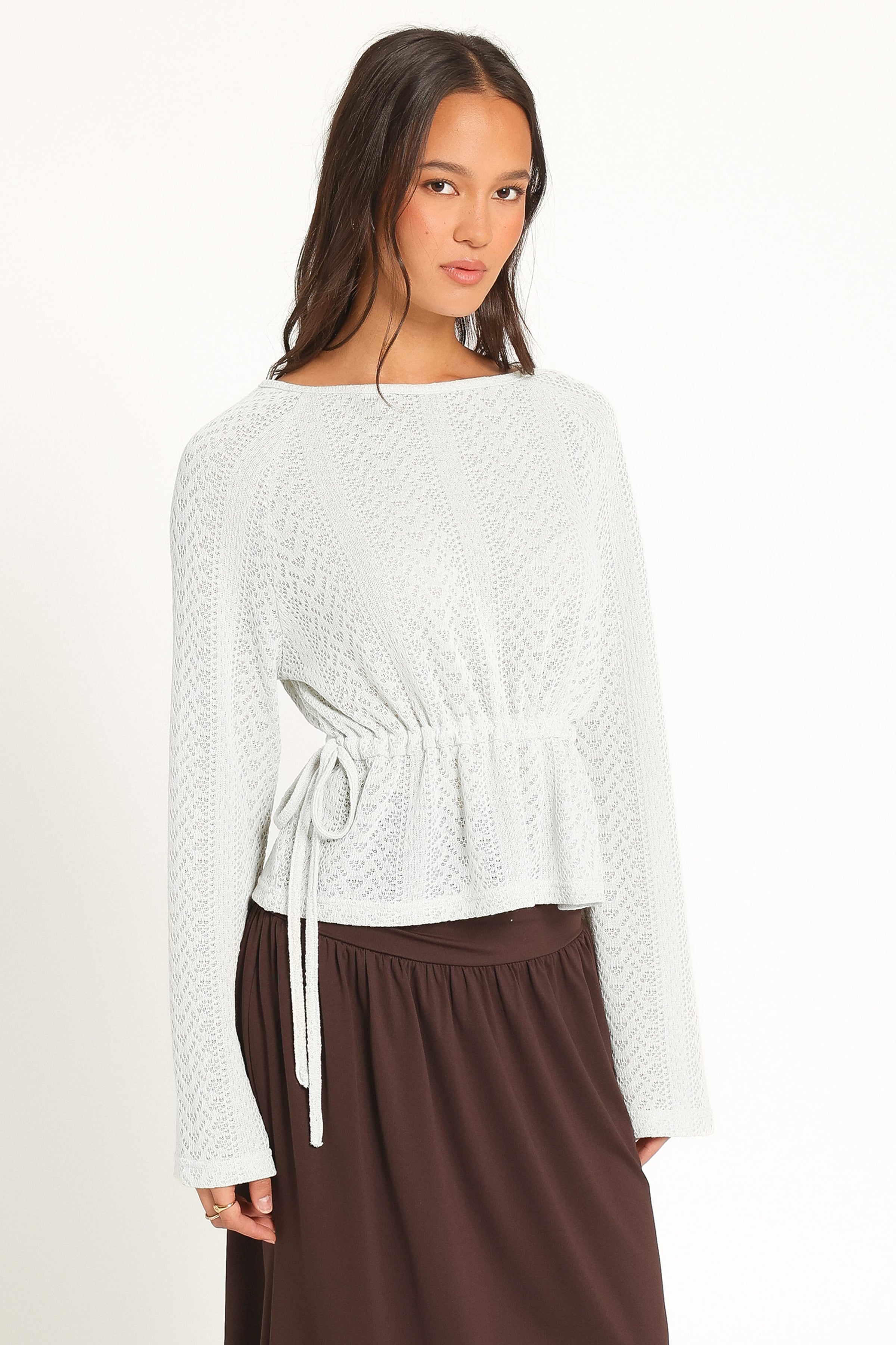 KNITWEAR Saorla Lightweight Pointelle Sweater - Sage