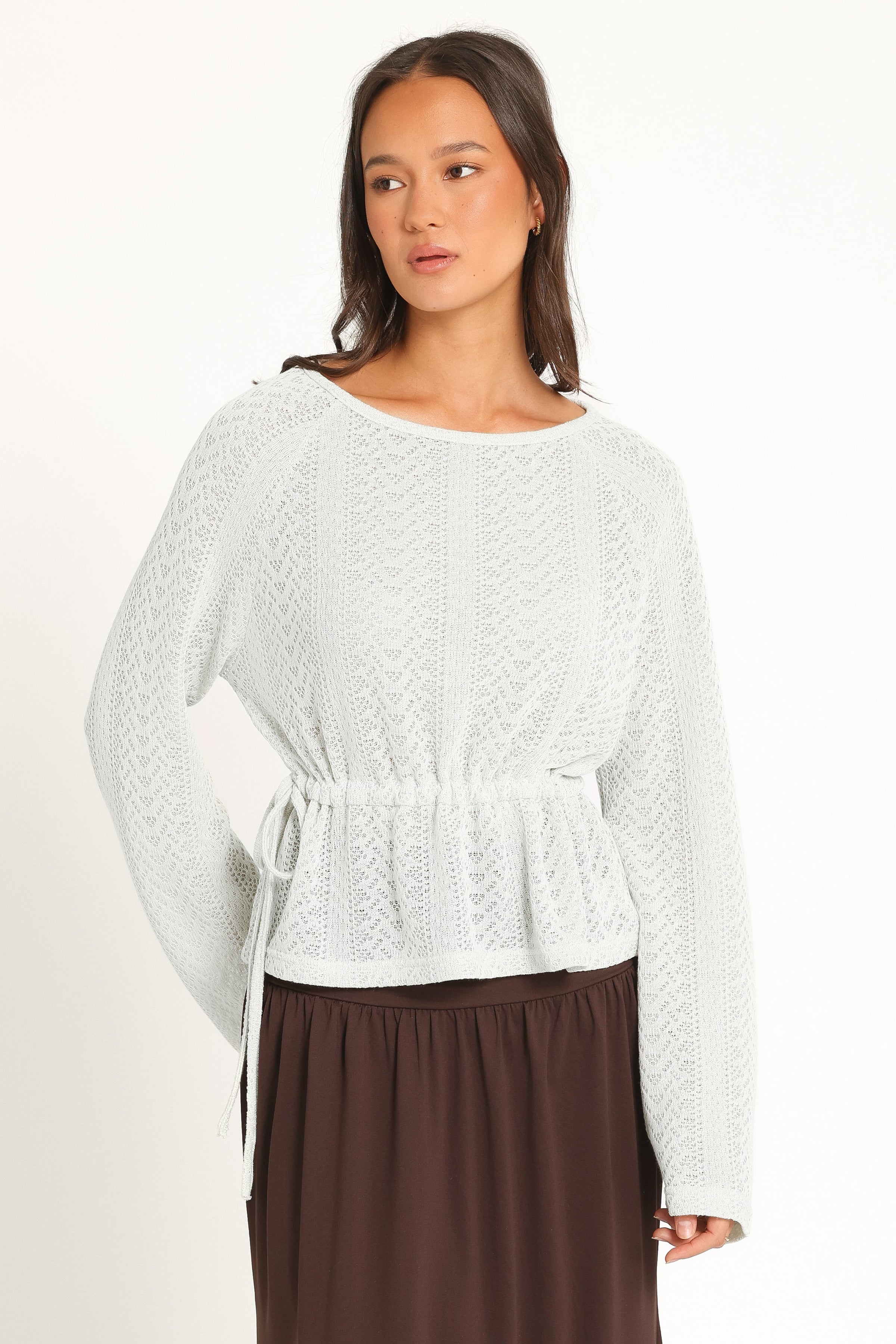 KNITWEAR Saorla Lightweight Pointelle Sweater - Sage