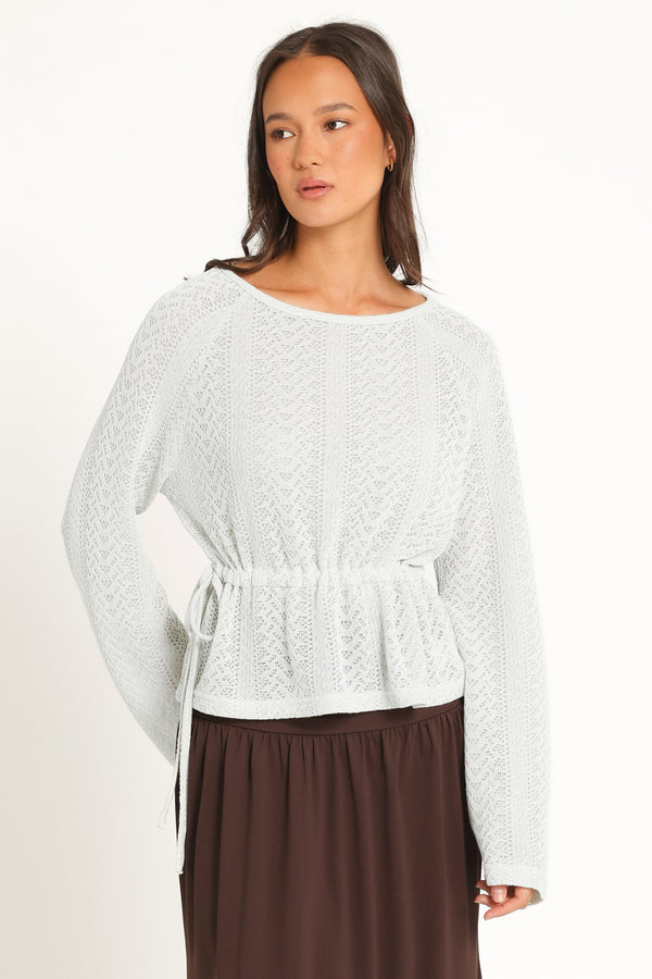 KNITWEAR Saorla Lightweight Pointelle Sweater - Sage