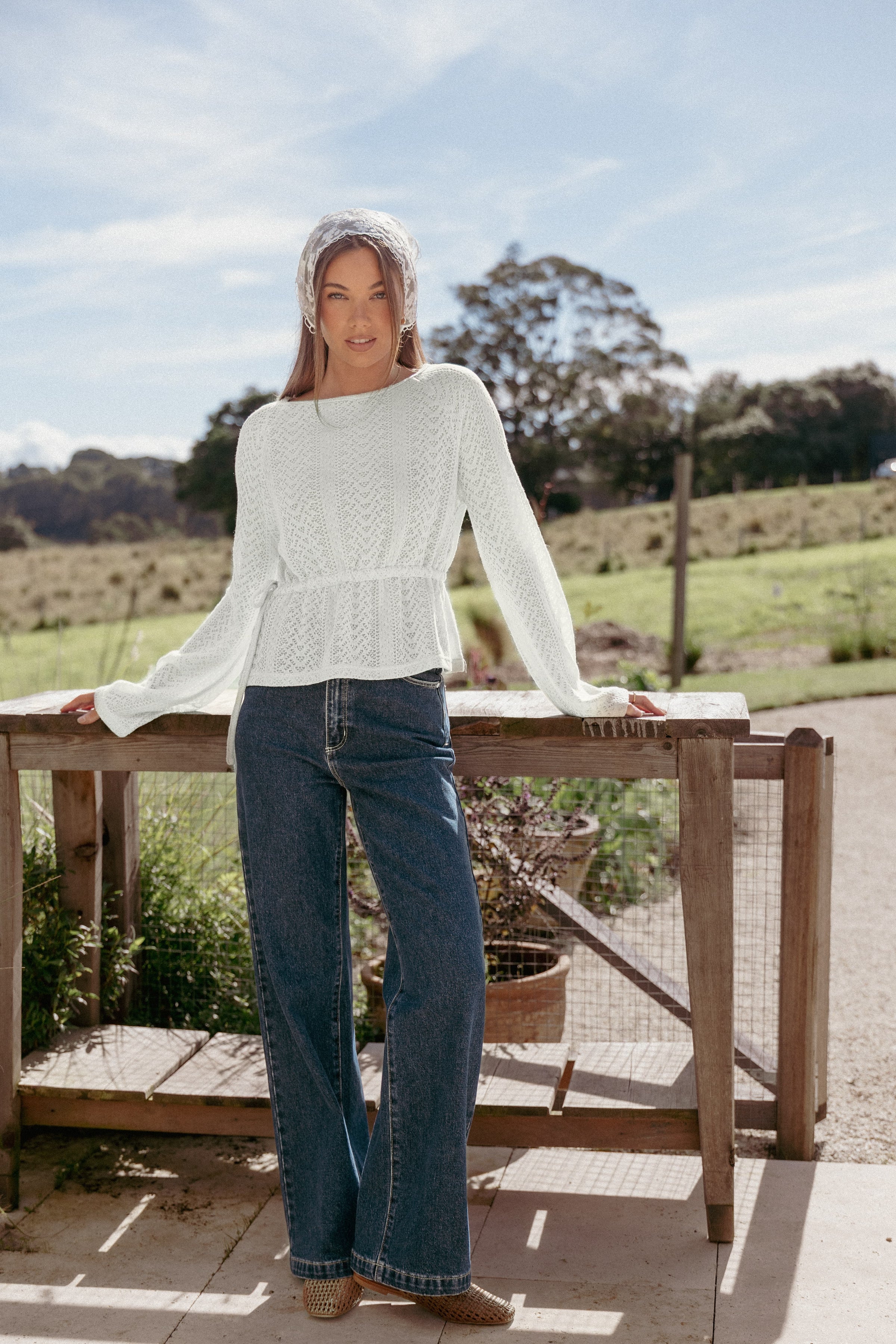 KNITWEAR Saorla Lightweight Pointelle Sweater - Sage