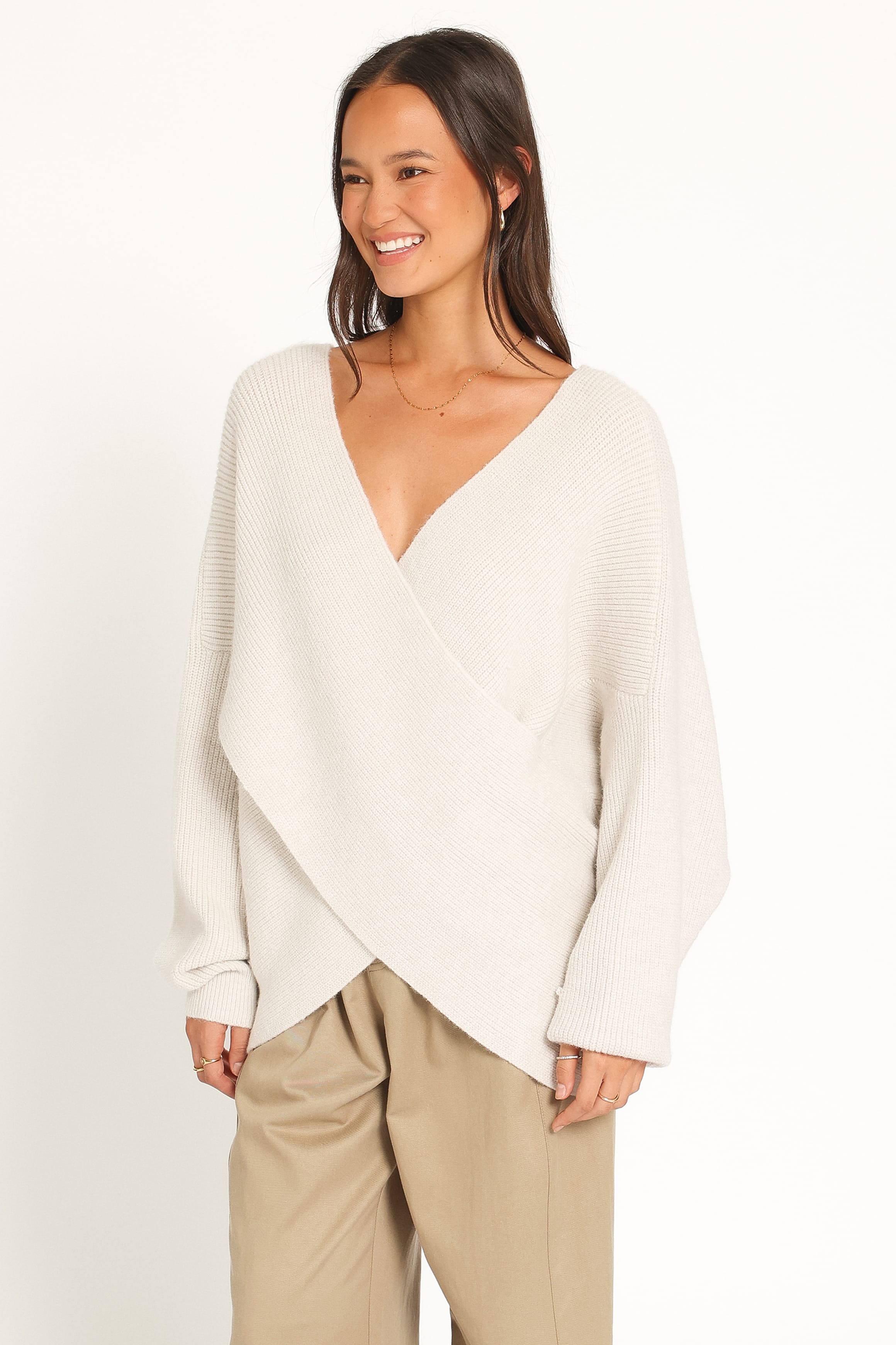 KNITWEAR Stanton Oversized Wrap Sweater - Light Grey