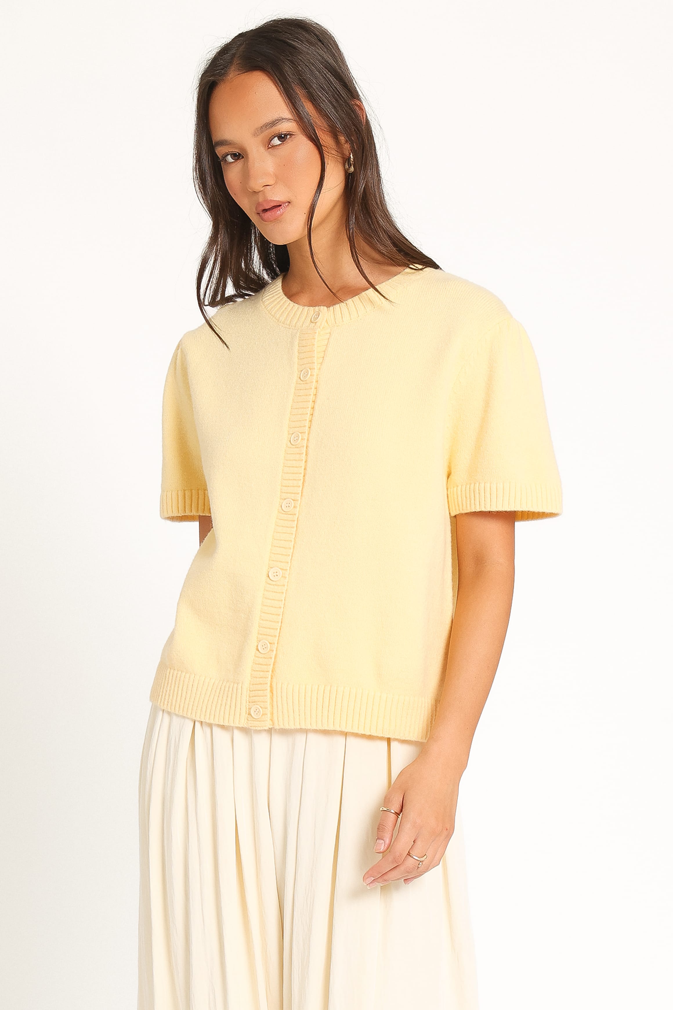 KNITWEAR Summa Short Sleeve Cardigan - Yellow