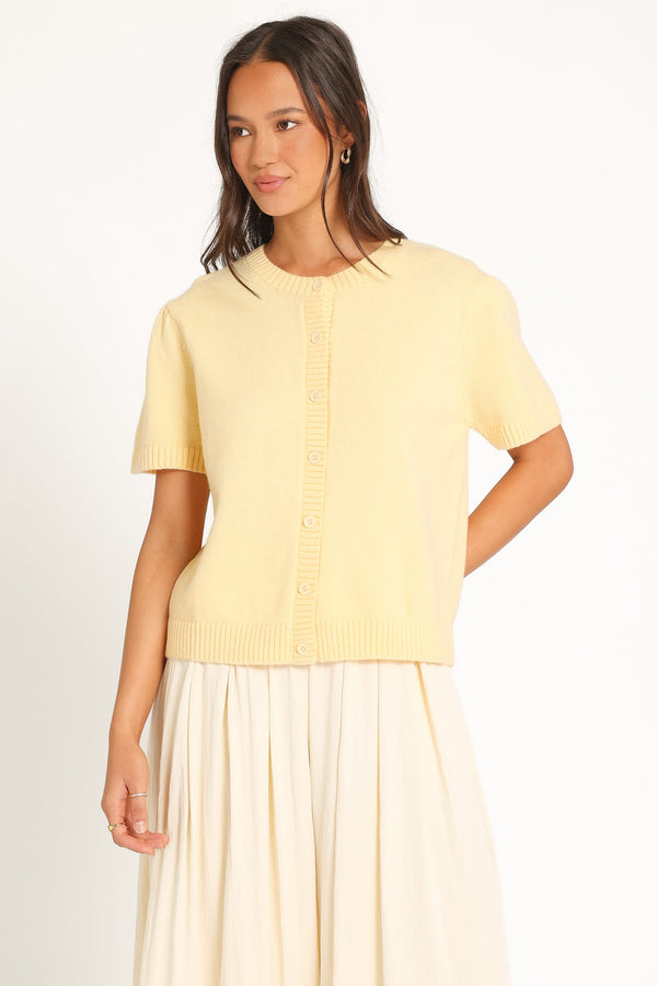 KNITWEAR Summa Short Sleeve Cardigan - Yellow